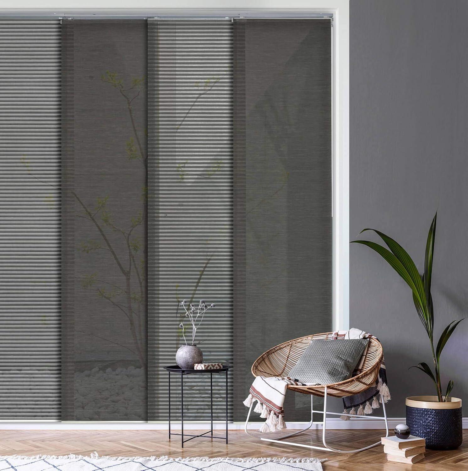 Adjustable Blackout Woven Fabric Panel Track Blinds, 45.8"-86" W x 96" H
