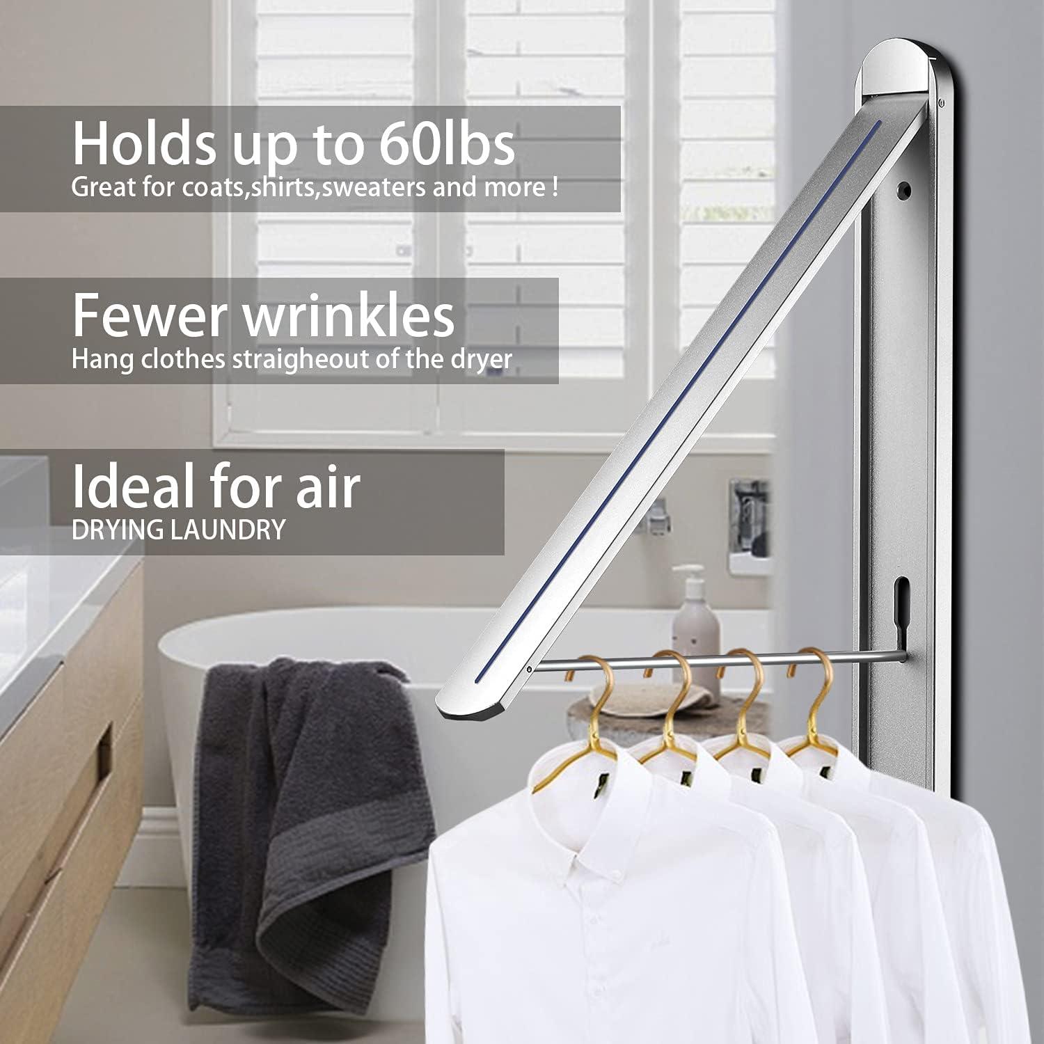 Silver Aluminum Wall-Mounted Folding Drying Rack