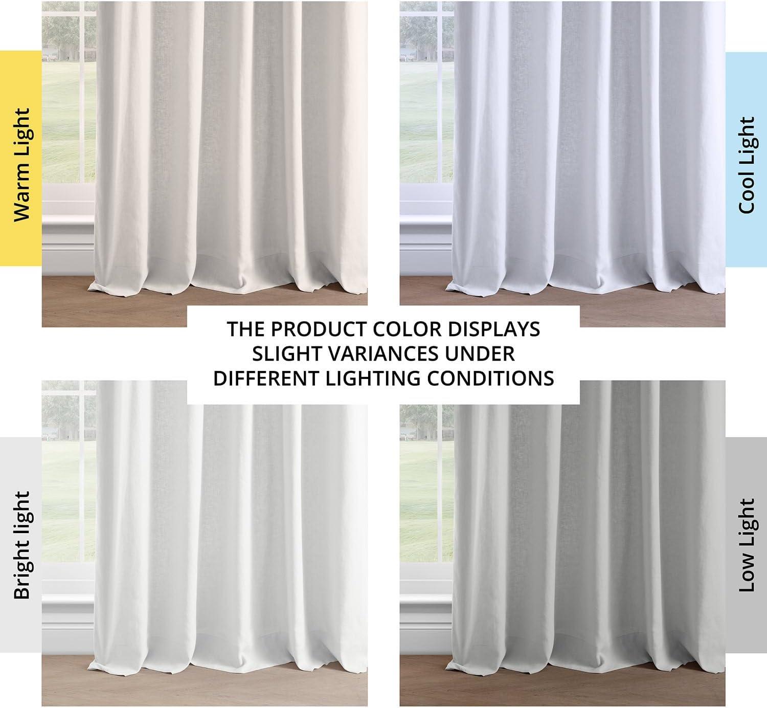 Crisp White Linen Room-Darkening Curtain Panel 50" x 108"