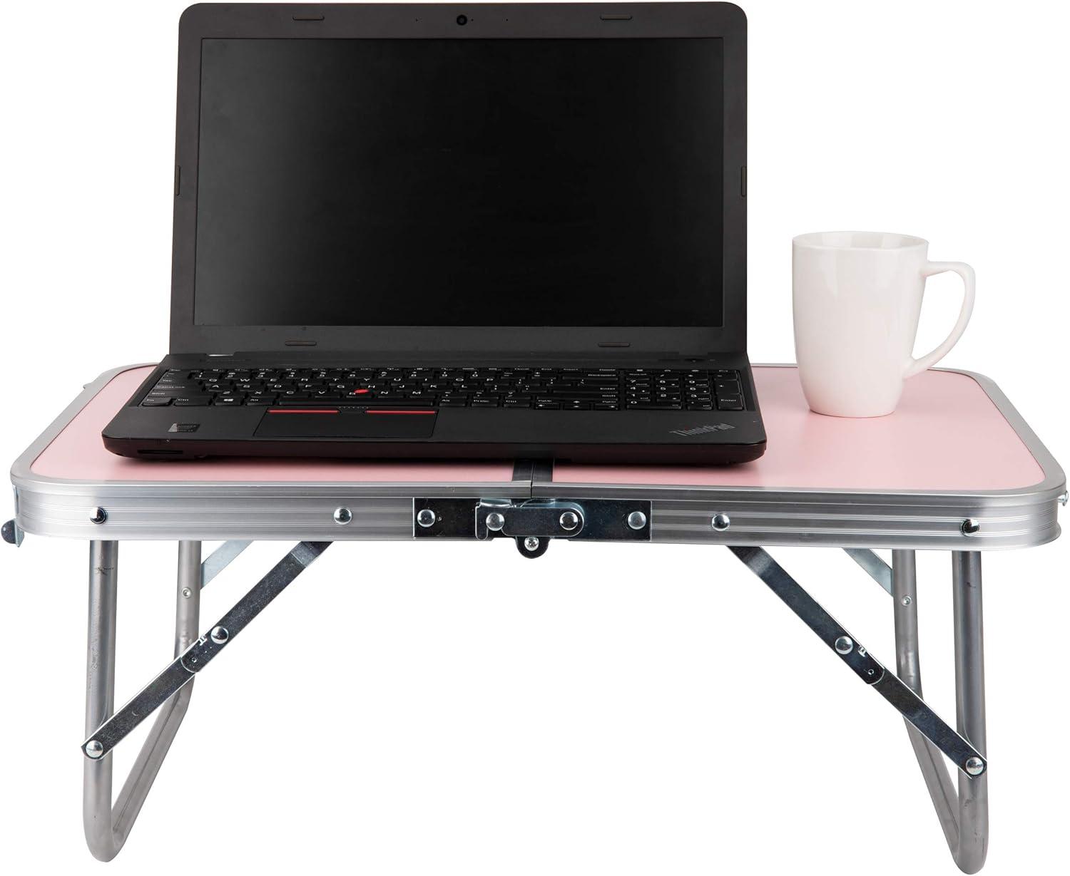 Folding Lap Tray Desk Pink - Mind Reader: Portable Foldable Lap Desk for Laptop & Eating, MDF & Aluminum, No Assembly Required