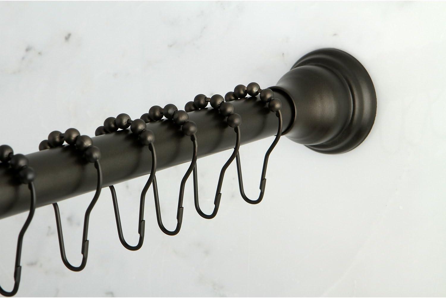 Oil Rubbed Bronze Adjustable Straight Shower Curtain Rod with Rings