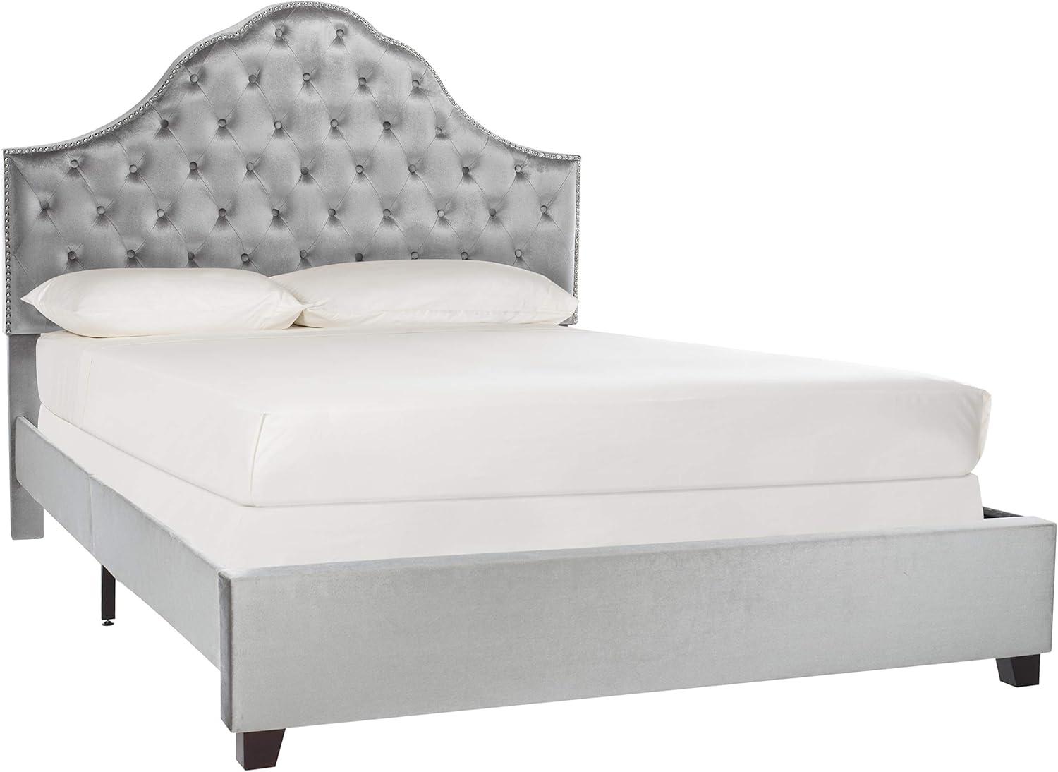 SAFAVIEH Beckham Modern Glam Tufted Headboard with Nail Heads, Queen, Light Grey