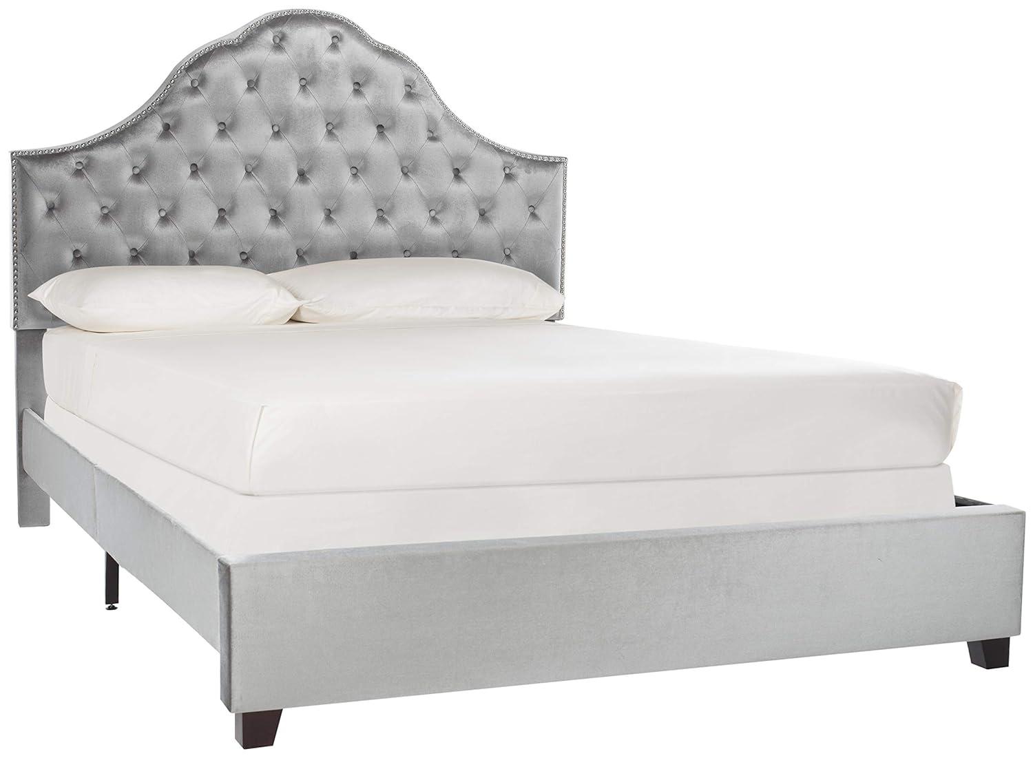 SAFAVIEH Beckham Modern Glam Tufted Headboard with Nail Heads, Queen, Light Grey