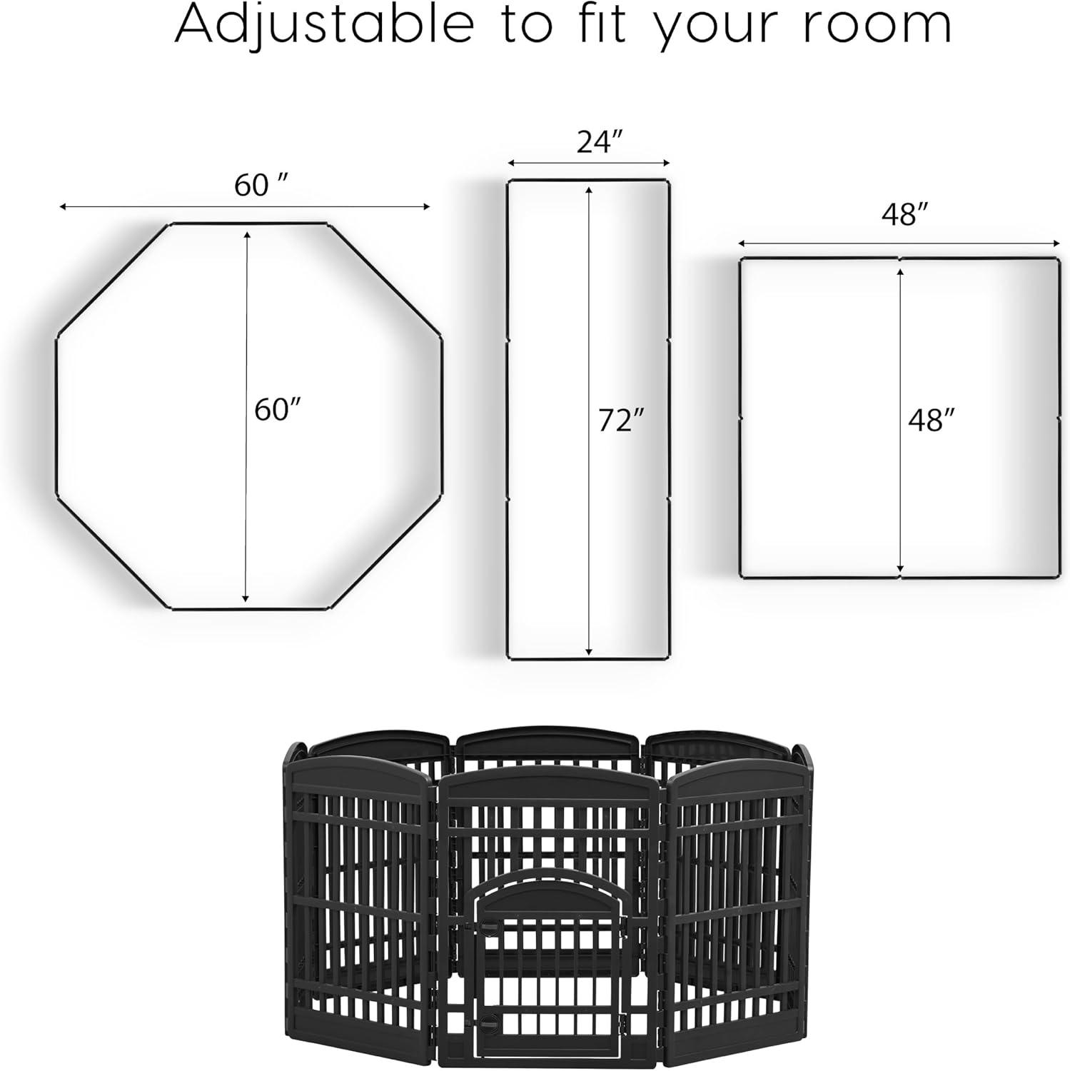 IRIS 4-10Panel 24/34"H Foldable Exercise Enclosure Plastic Pet Playpen with Door