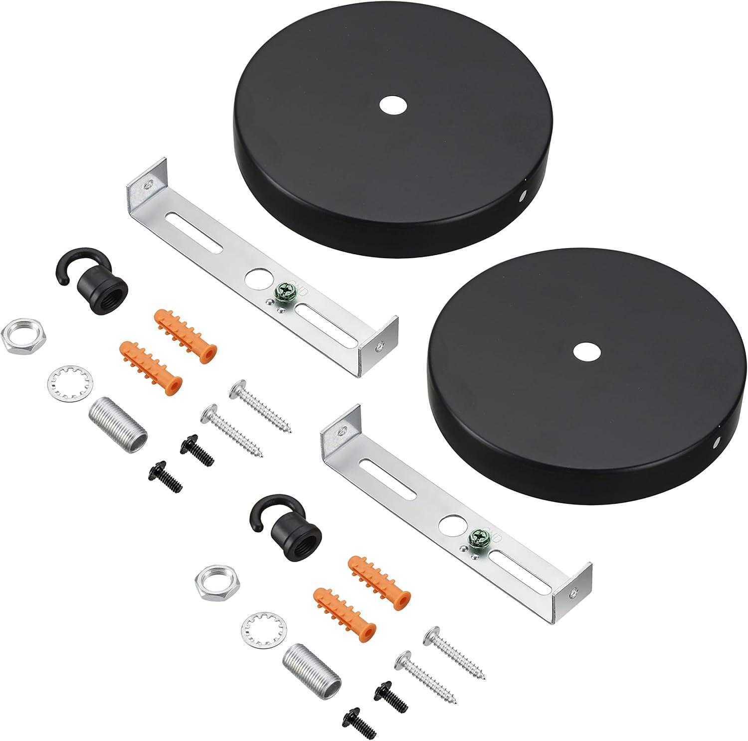 Aspen Creative 21510-12, Contemporary Fixture Canopy Kit, 4-3/4" Diameter, Matte Black, 2 Pack