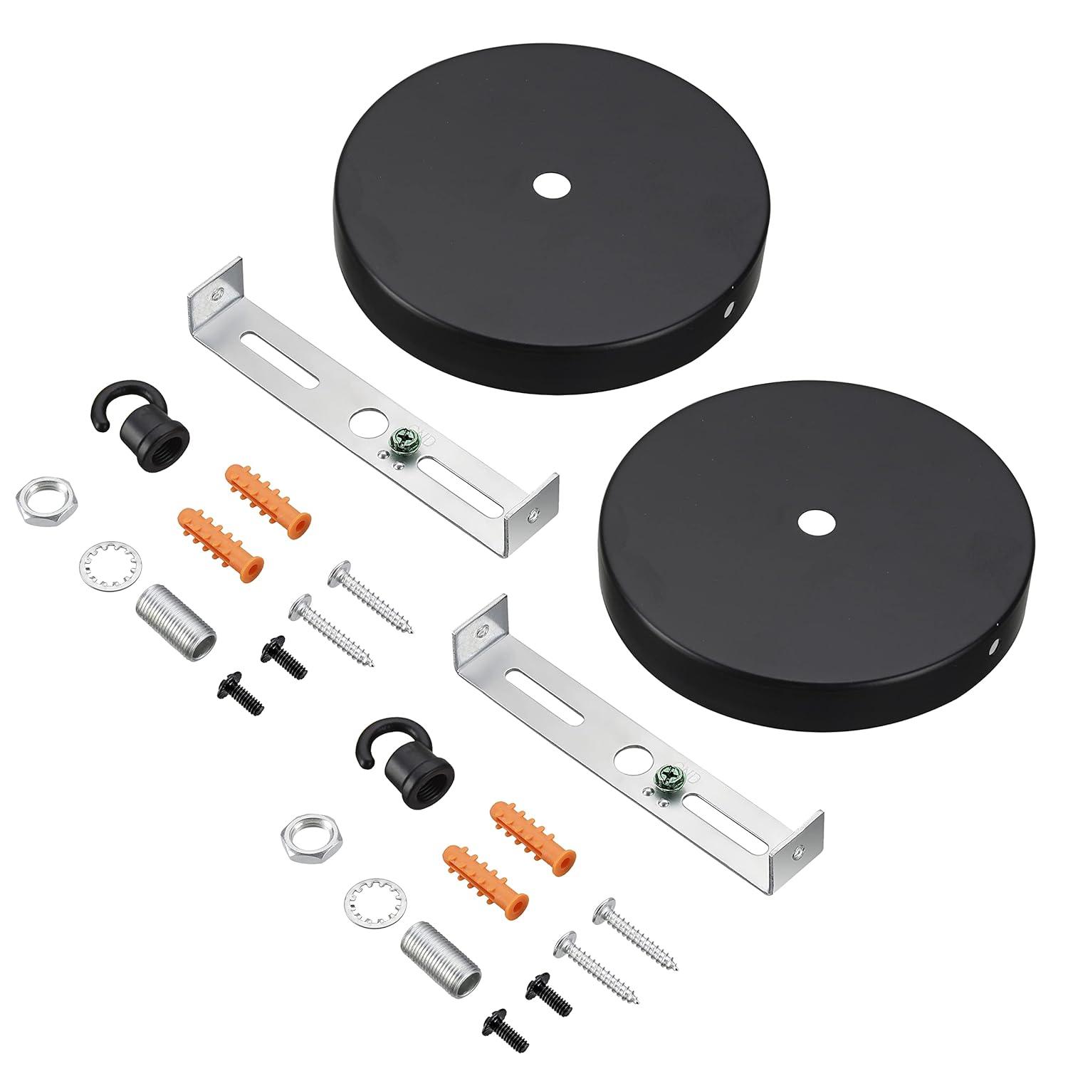 Aspen Creative 21510-12, Contemporary Fixture Canopy Kit, 4-3/4" Diameter, Matte Black, 2 Pack