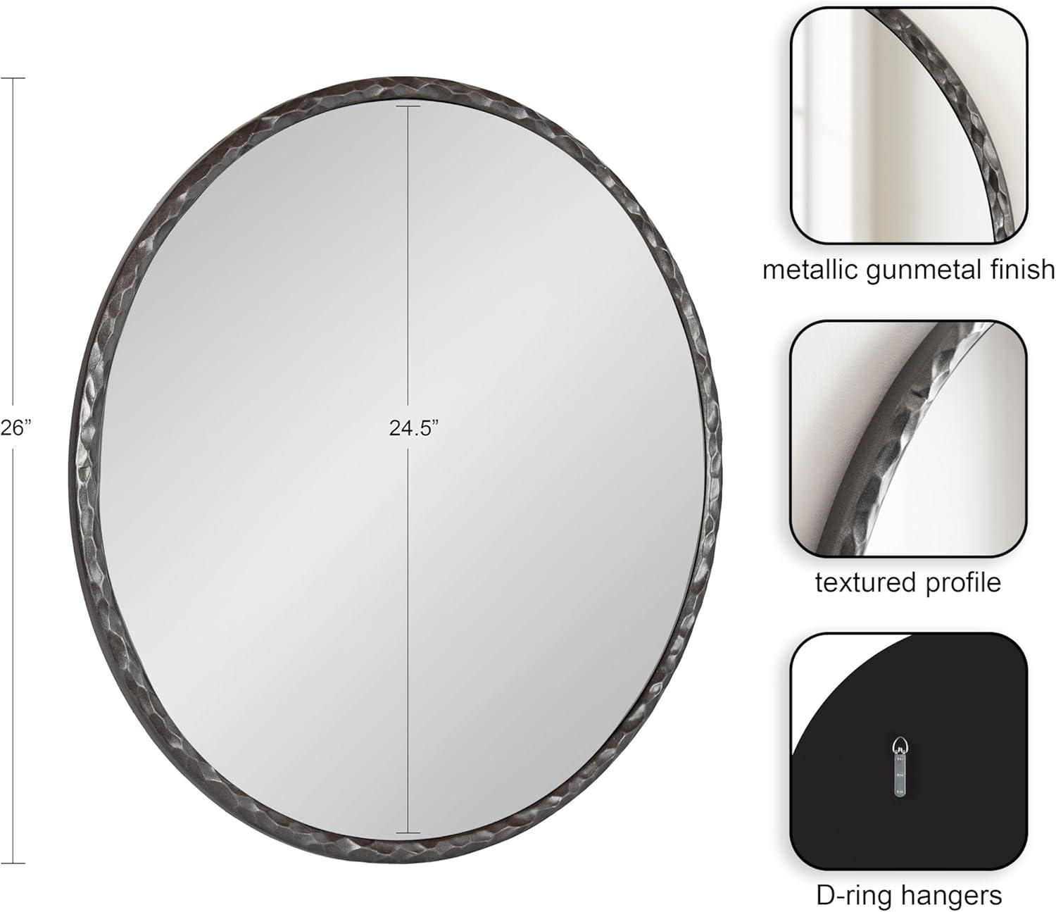 Jedda 26" Round Gunmetal Textured Wall Mirror