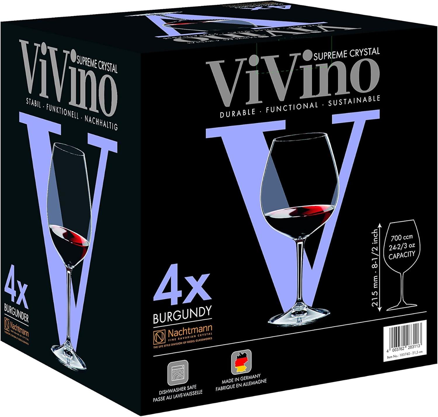 Nachtmann ViVino Crystal Burgundy Wine Glasses, Set of 4