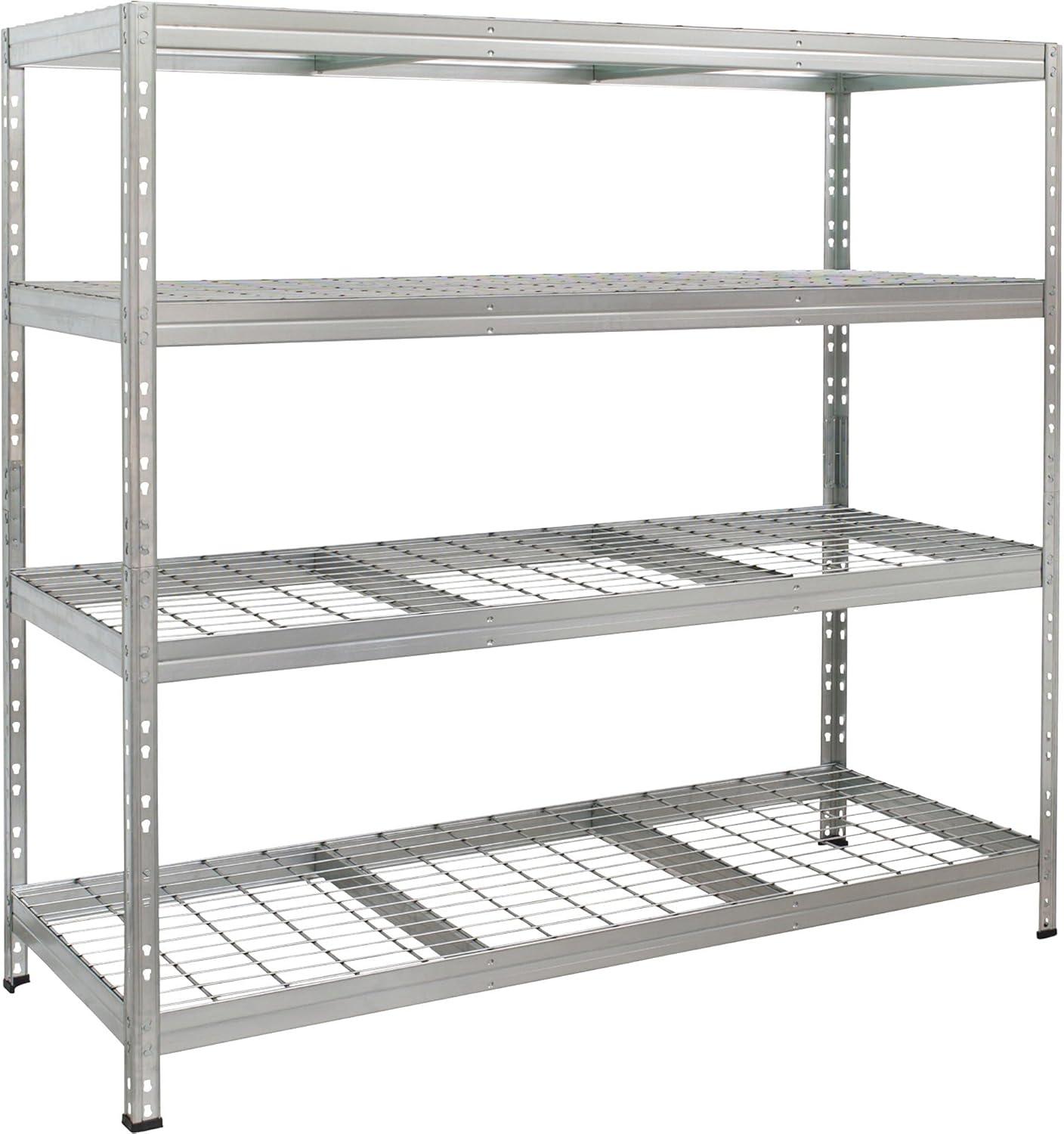 Galvanized Steel 4-Shelf Heavy-Duty Wire Deck Shelving Unit