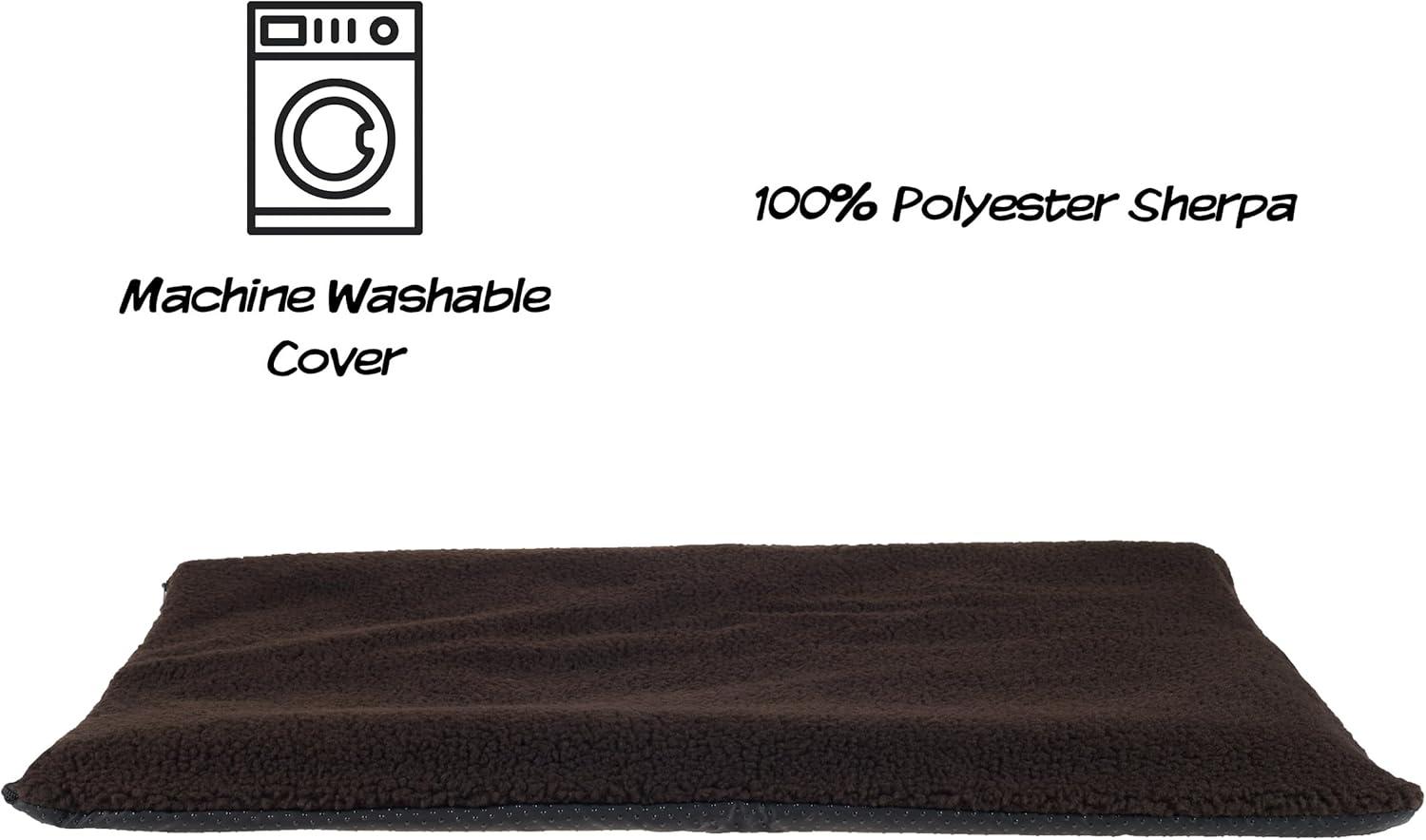 Petmaker PETMAKER Self Warming Cat Mat - Thermal Dog Crate Pad with Removable Washable Sherpa Cover and Reflective Insulation Layer for Self Heating - Pet Supplies for Dogs and Cats