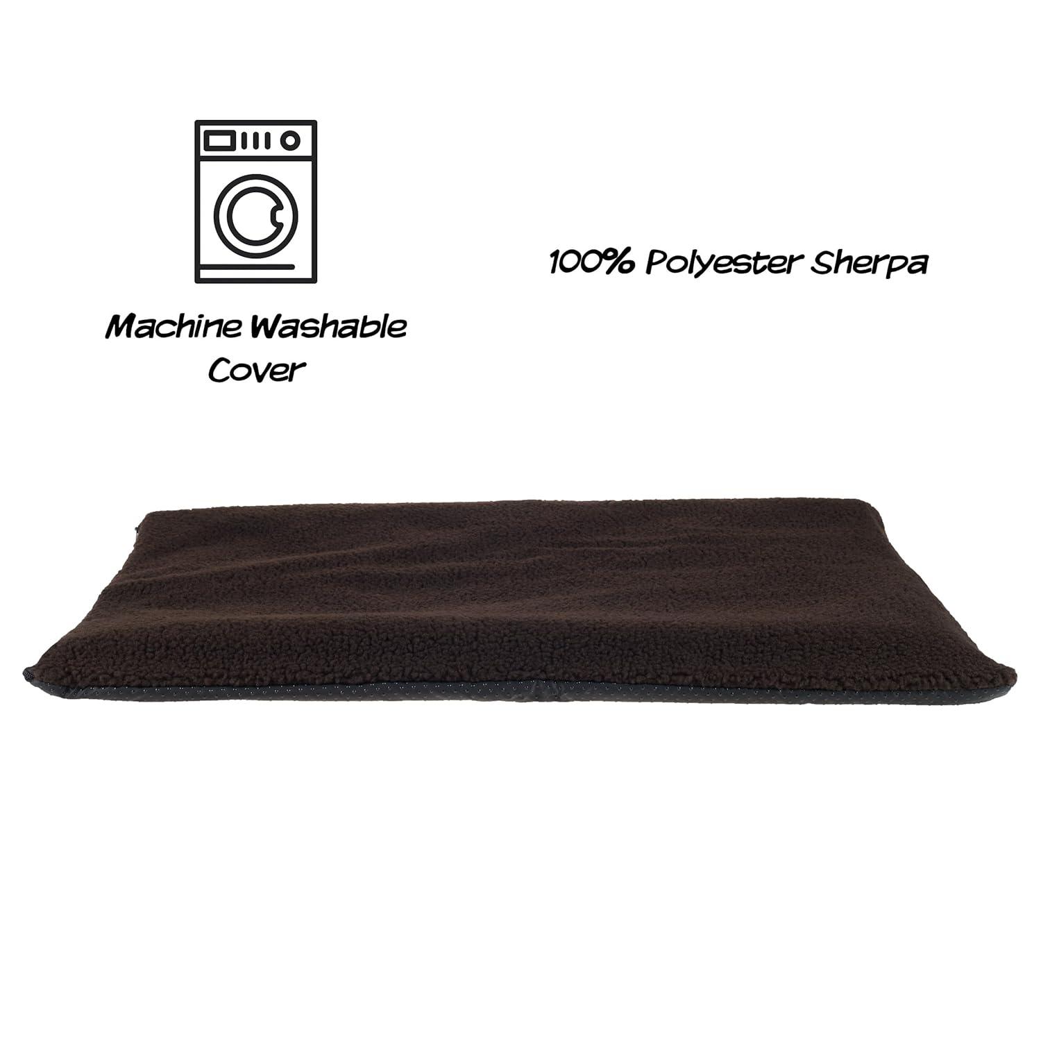 Petmaker PETMAKER Self Warming Cat Mat - Thermal Dog Crate Pad with Removable Washable Sherpa Cover and Reflective Insulation Layer for Self Heating - Pet Supplies for Dogs and Cats