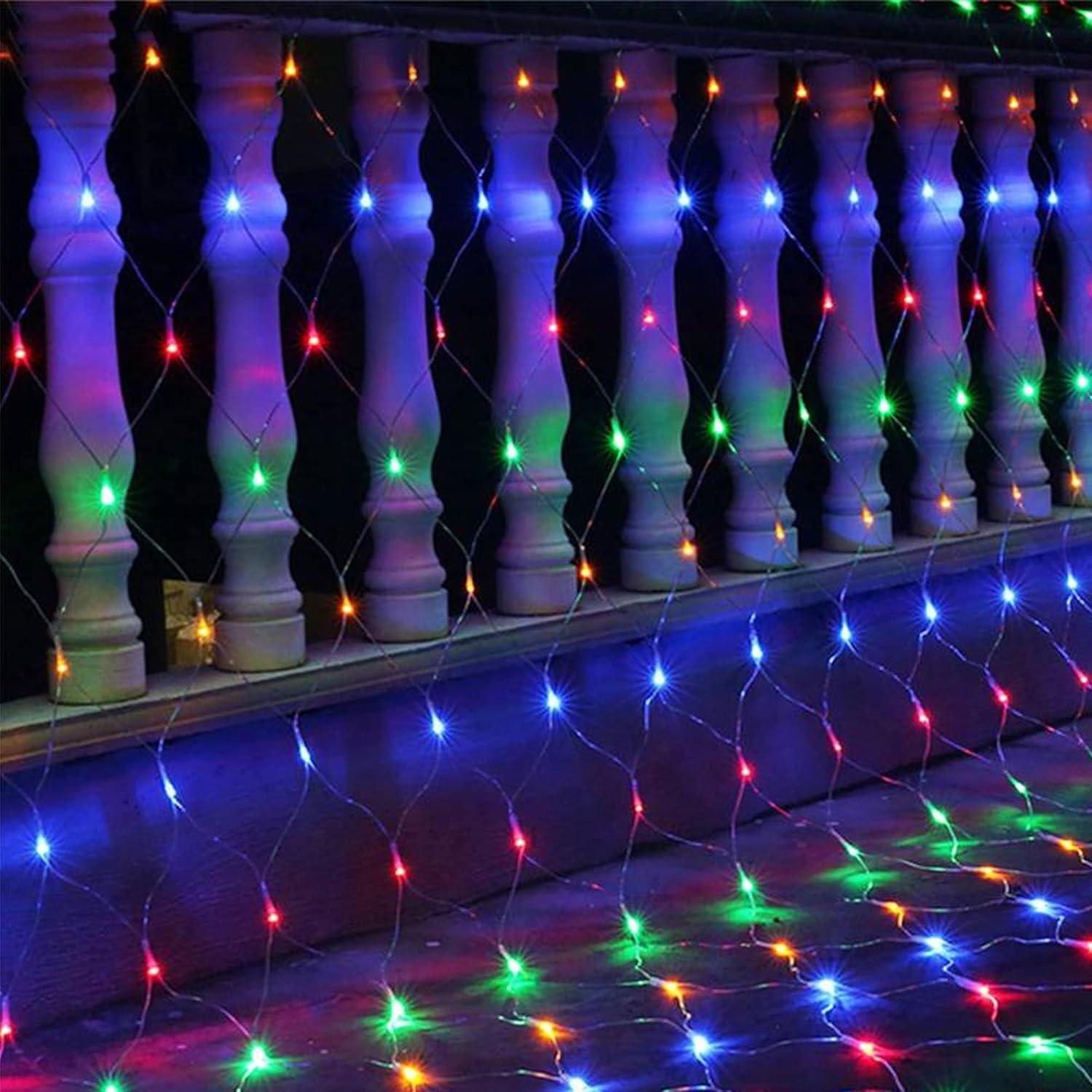 Dazzle Bright Christmas 200 LED Net Lights, 9.8 FT x 6.6 FT Connectable Mesh Lights with 8 Lighting Modes, Christmas Decorations for Indoor Outdoor Bush Yard Garden Decor (Multi-Colored)
