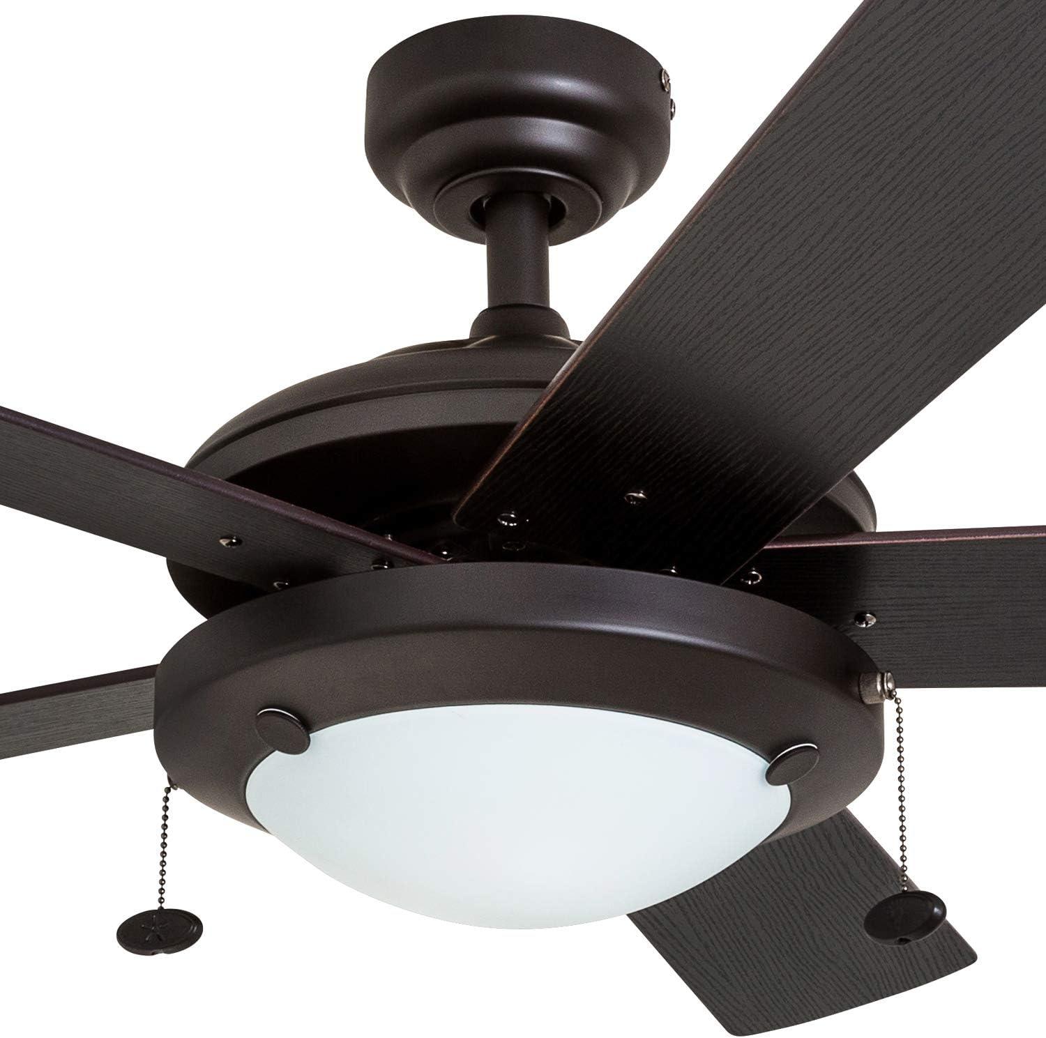 Prominence Home Bolivar 52" Bronze Ceiling Fan with 5 Blades, Integrated LED Light Kit, Pull Chains & Reverse Airflow