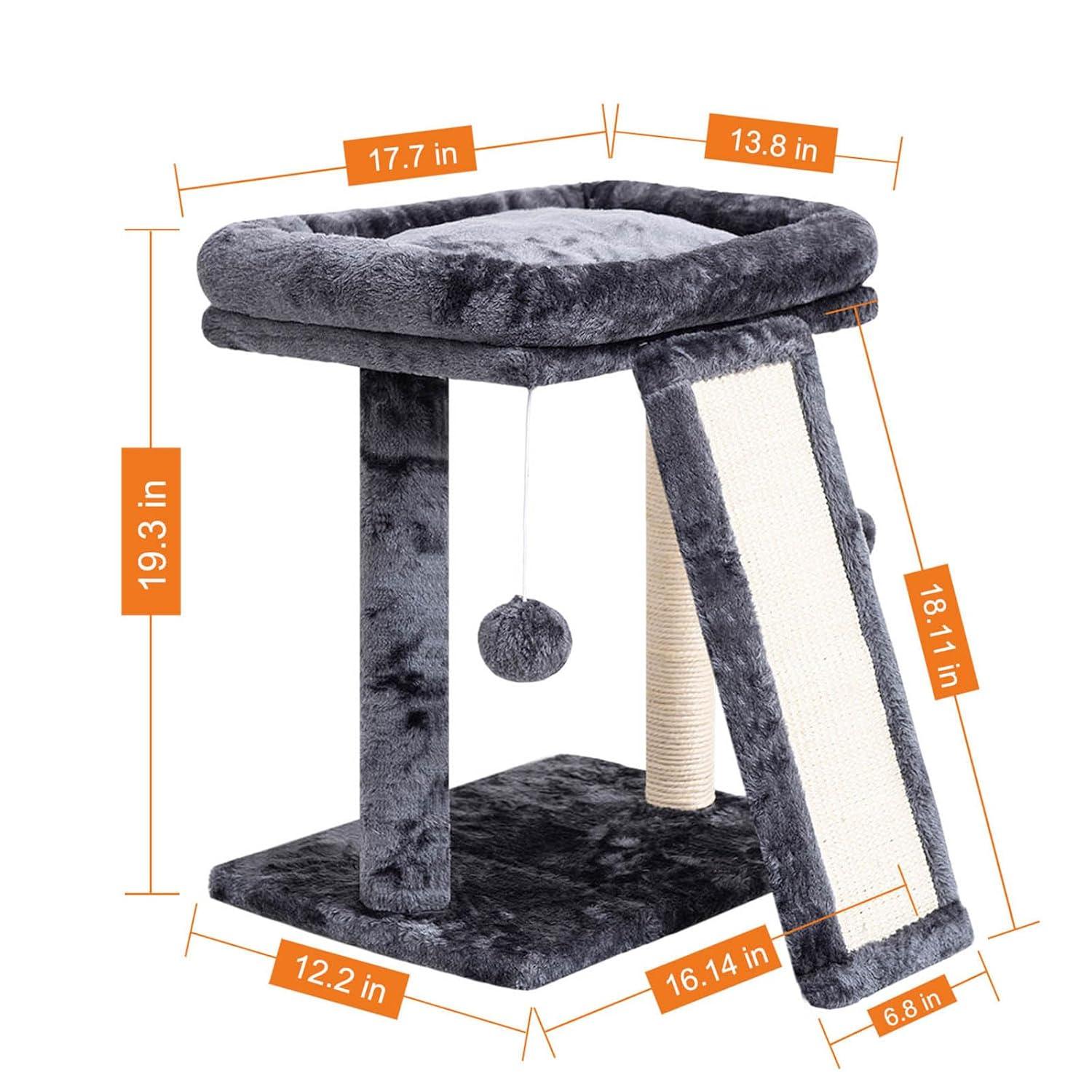 Cat Scratching Post With Perch, Cat Scratching Board For Adults, Cat Post Scratcher For Indoor Cats, 2 Dangling Balls Great For Kittens