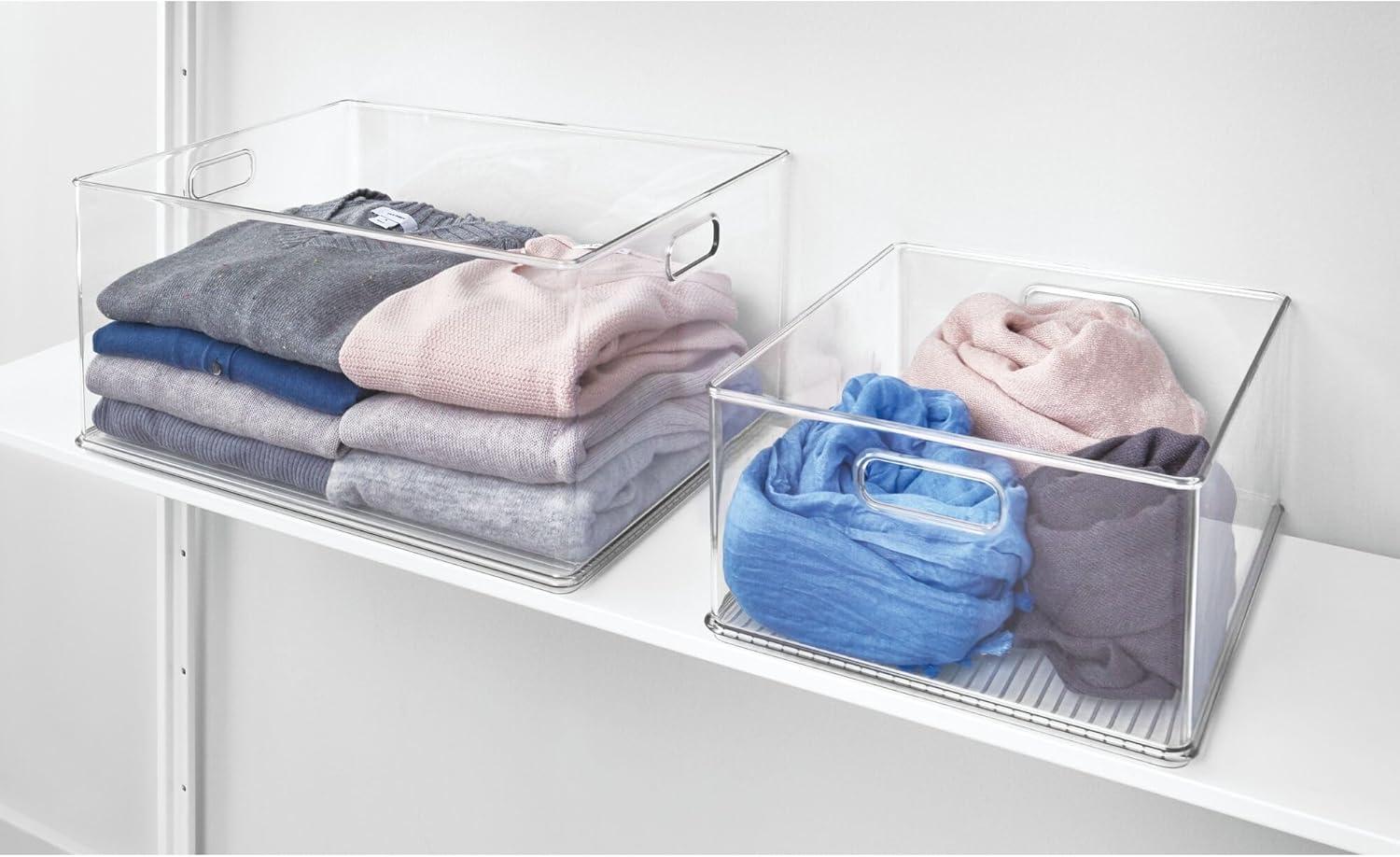 iDesign Plastic Stackable Storage Bin, 18" L X 13.91" W X 8.5" H, Clear