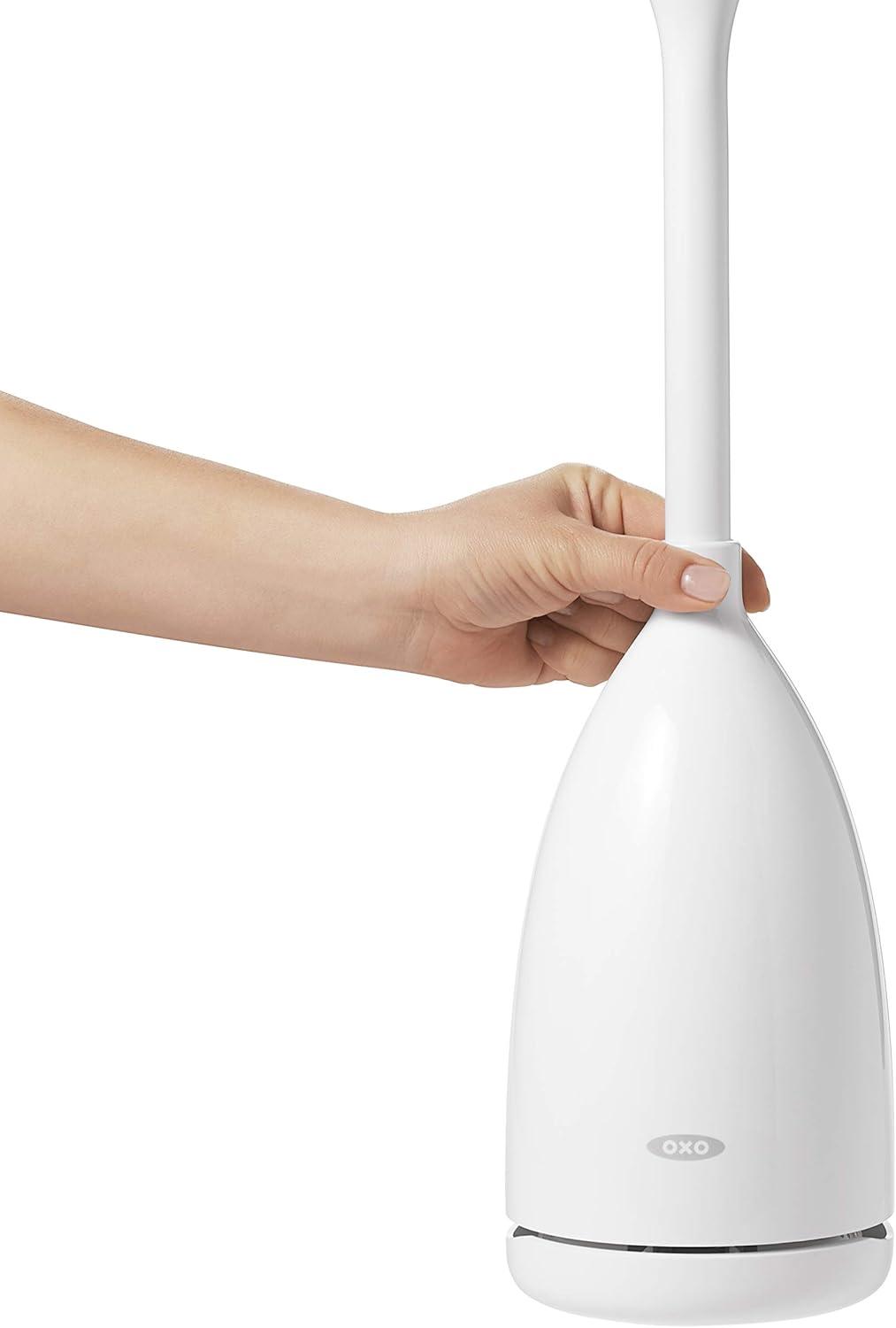 White Nylon Toilet Brush with Automatic Canister