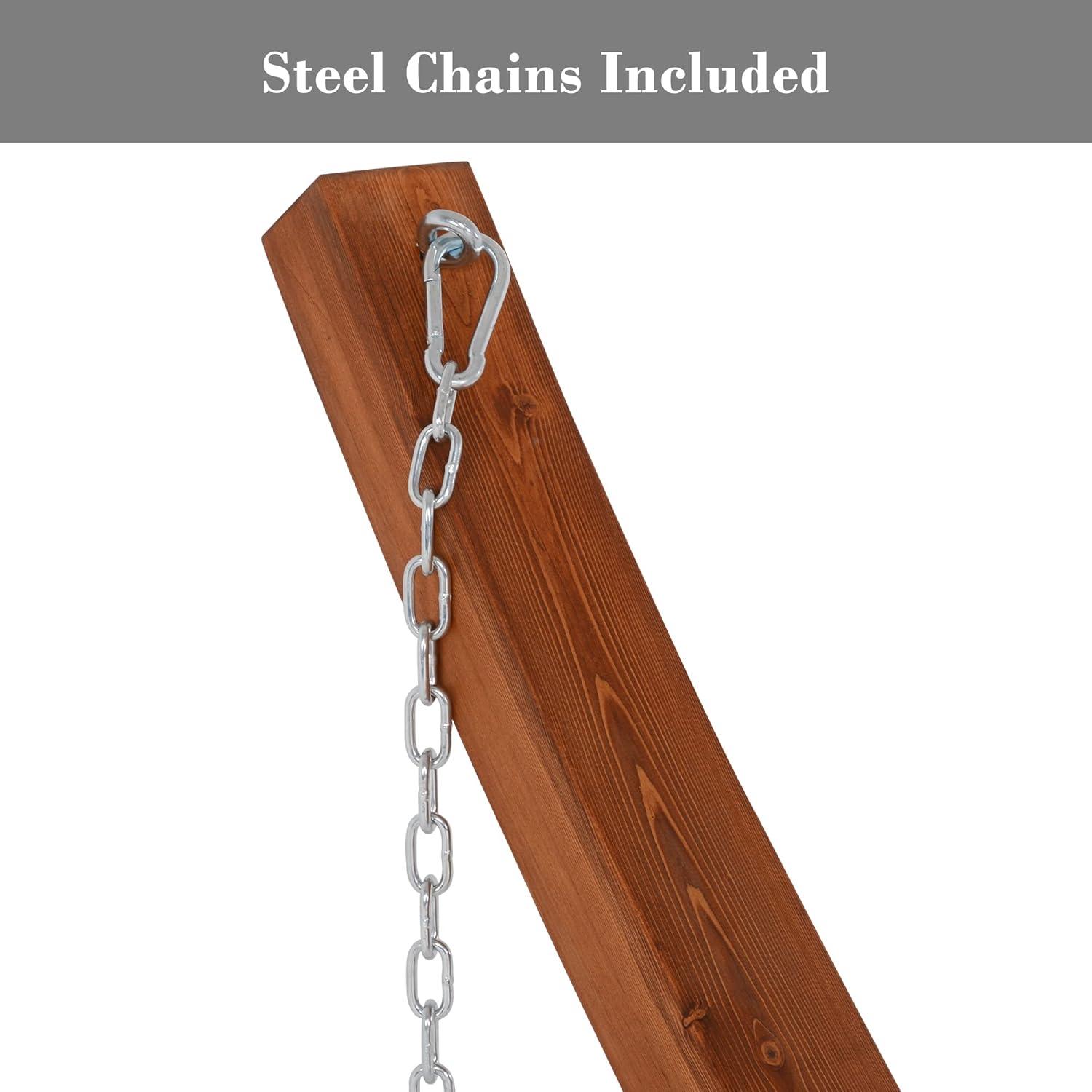 Sunnydaze Quilted Double Fabric 2-Person Hammock with Curved Arc Wood Stand - 400 lb Weight Capacity/13' Stand - Catalina Beach