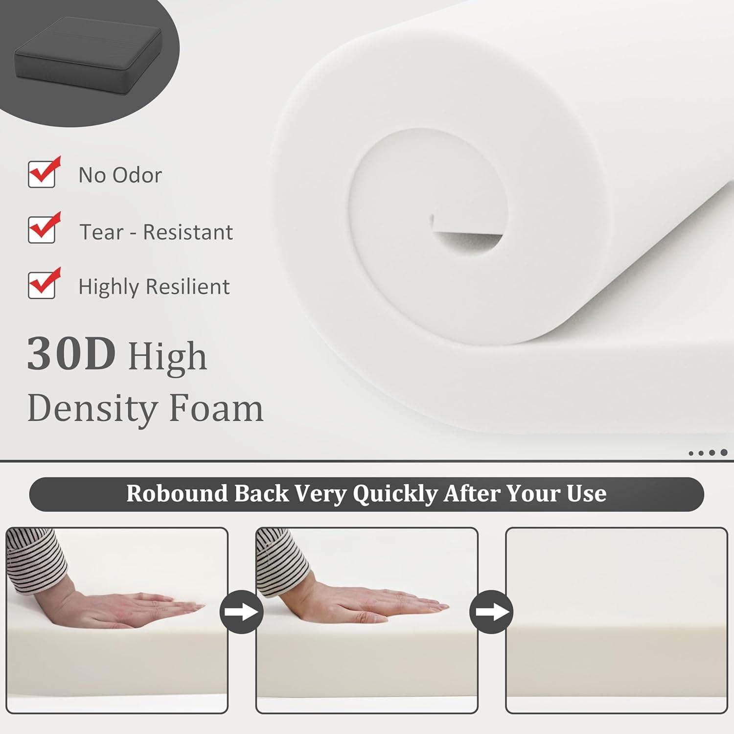 Kimunuk 14 Piece Outdoor Furniture Replacement Cushions, 5" Foam Foam High-Density, Fits 6-Seat Sectional Rattan Conversation Set, Patio Water-Resistant Sofa Cushions, Light Grey