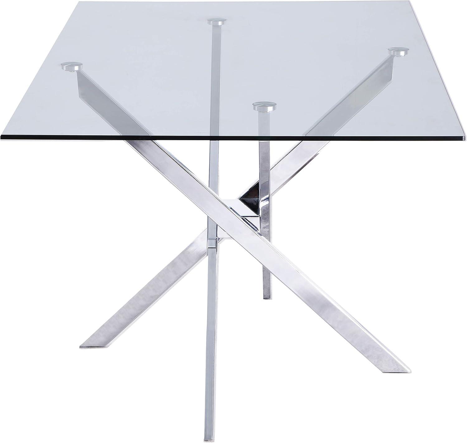 Luxor 60'' Chrome Tempered Glass Contemporary Dining Table