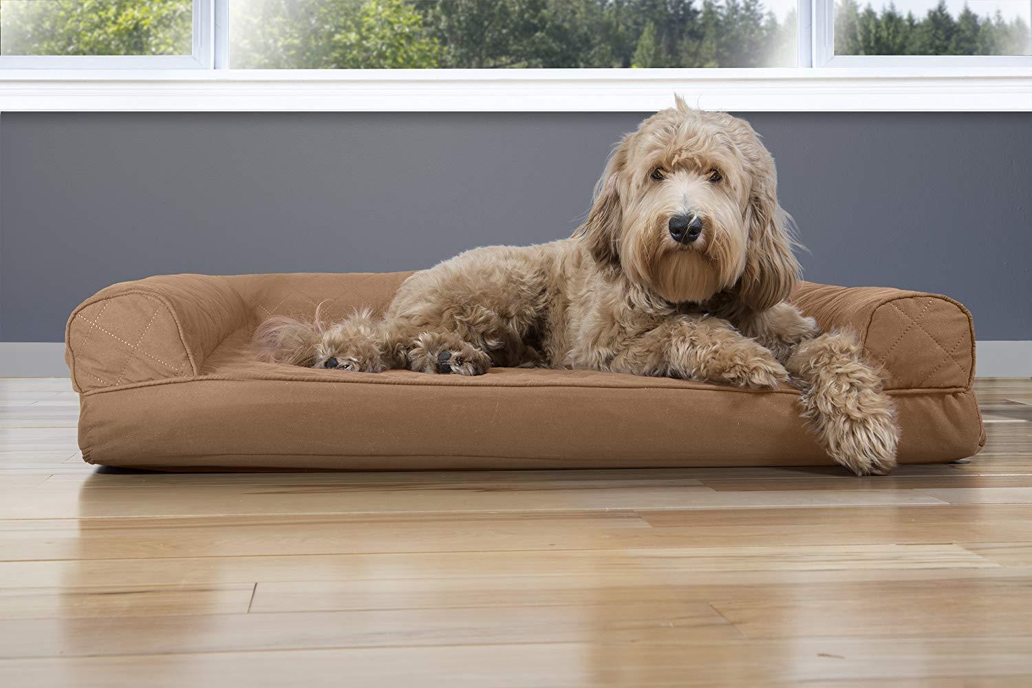 Quilted Orthopedic Bolster Sofa Pet Bed