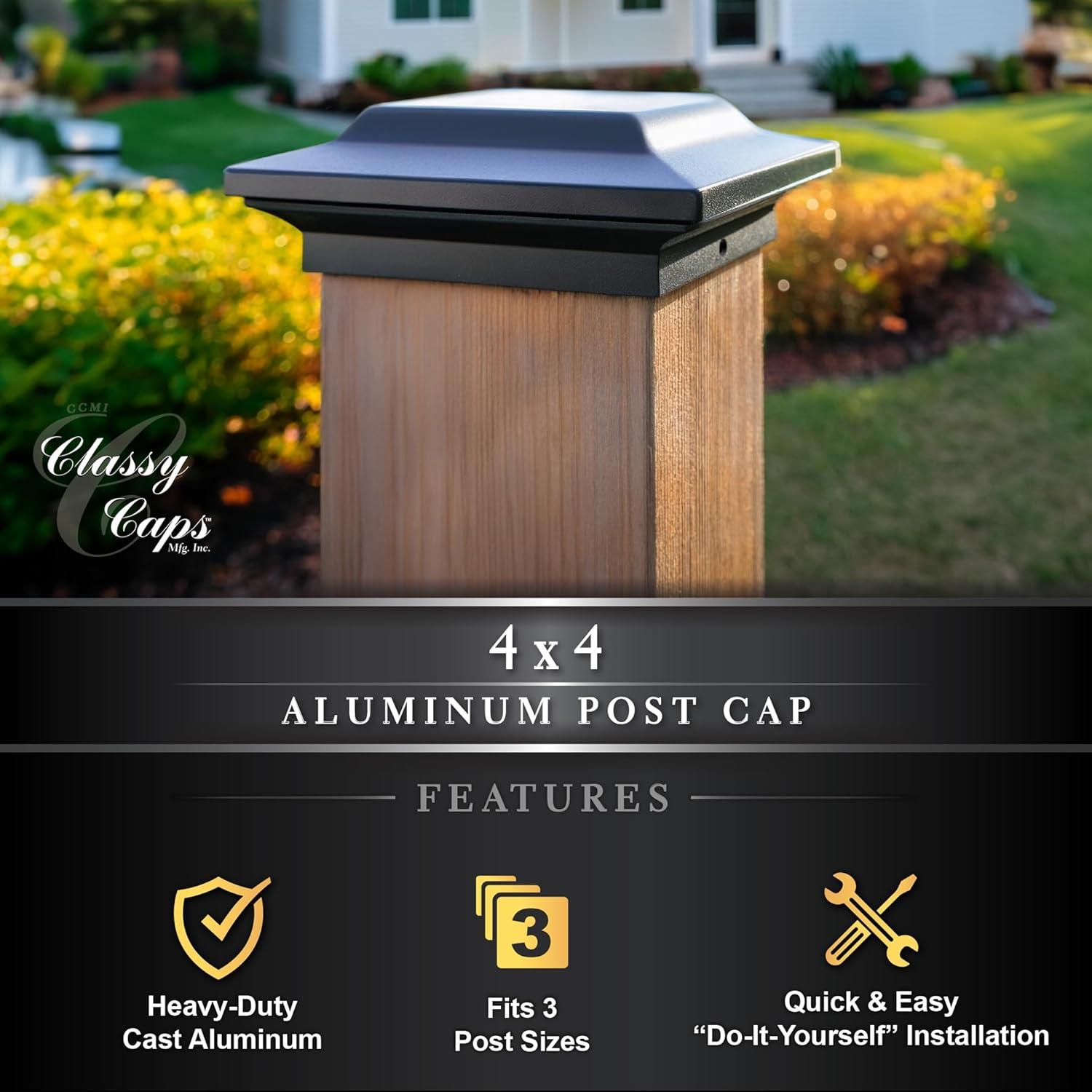 Black Aluminum Outdoor Deck and Fence Post Cap