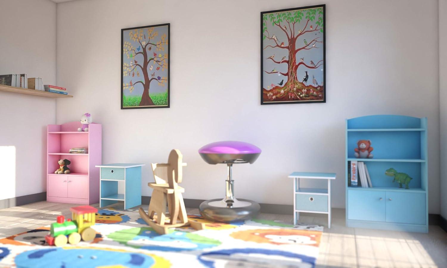 Furinno Lova Engineered Wood Bookshelf with Storage Cabinet in Pink