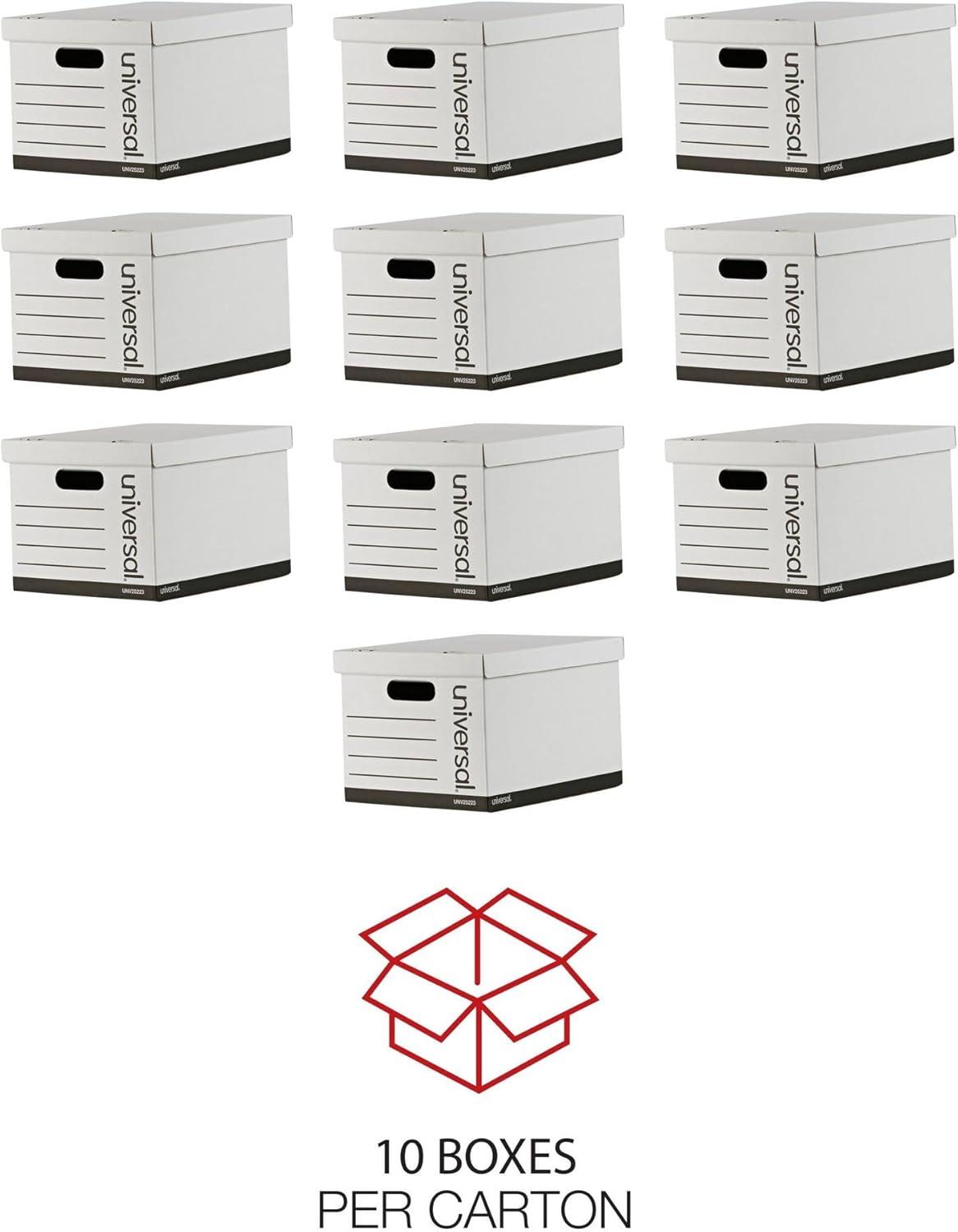 Universal 9523001 12 in. x 15 in. x 10 in. Letter/Legal Files Basic-Duty Economy Record Storage Boxes - White (10/Carton)
