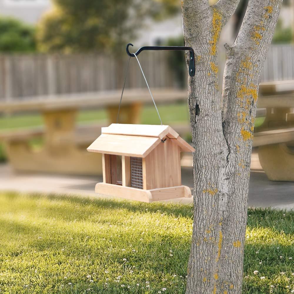 6-Pack 7" Plant Hanger Bracket - Forged Wrought Iron Powder-Coated Heavy Duty Wall Hook - Black Plant Hanging Hooks - Durable and Stable for Bird Feeders, Planters Indoor & Outdoor