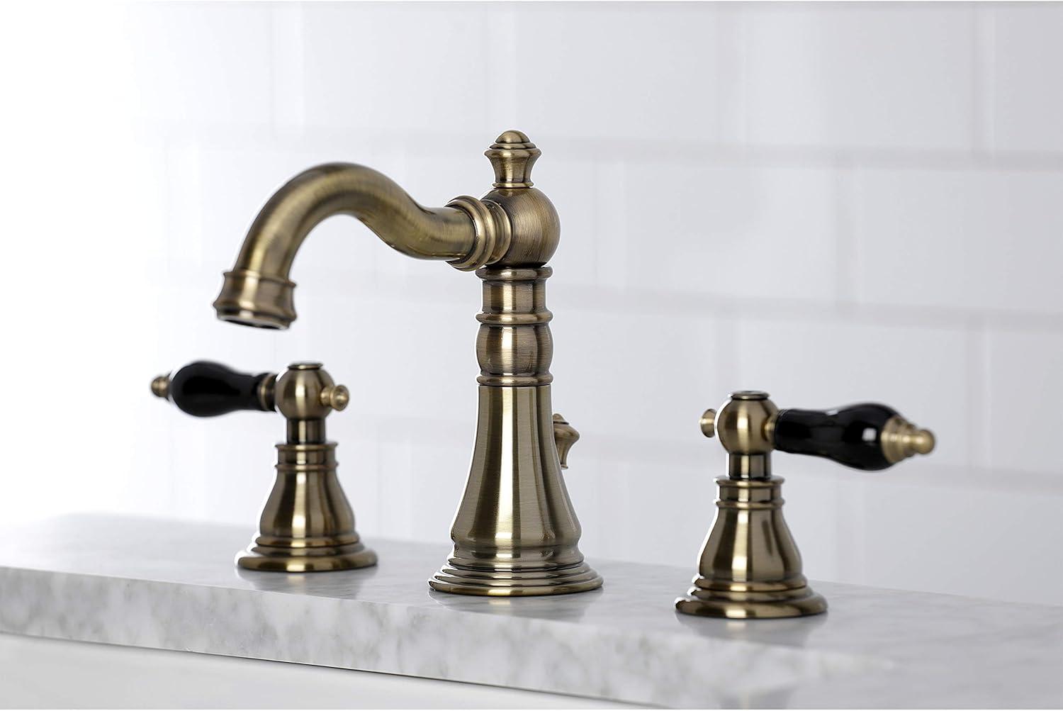 Kingston Brass Duchess Two-Handle 3-Hole Deck Mount Widespread Bathroom Faucet with Pop-Up Drain