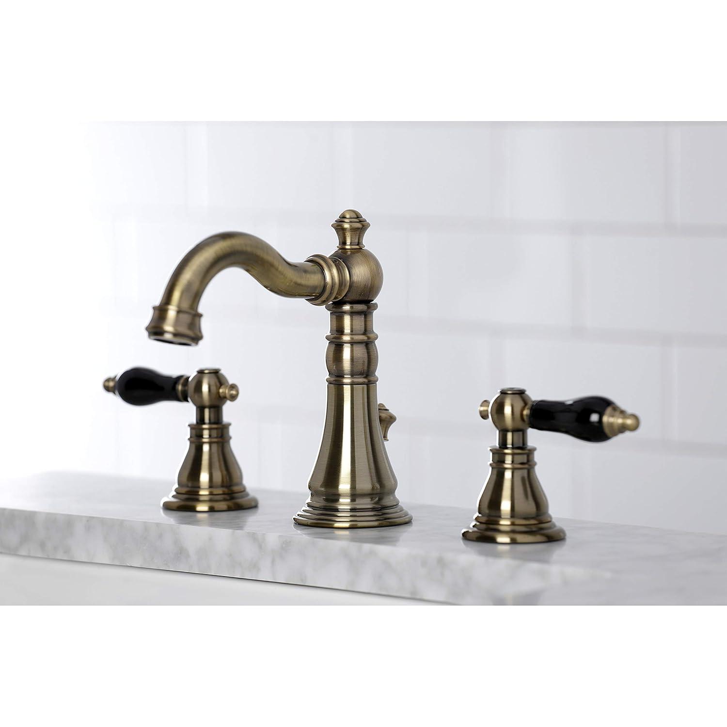 Kingston Brass Duchess Two-Handle 3-Hole Deck Mount Widespread Bathroom Faucet with Pop-Up Drain