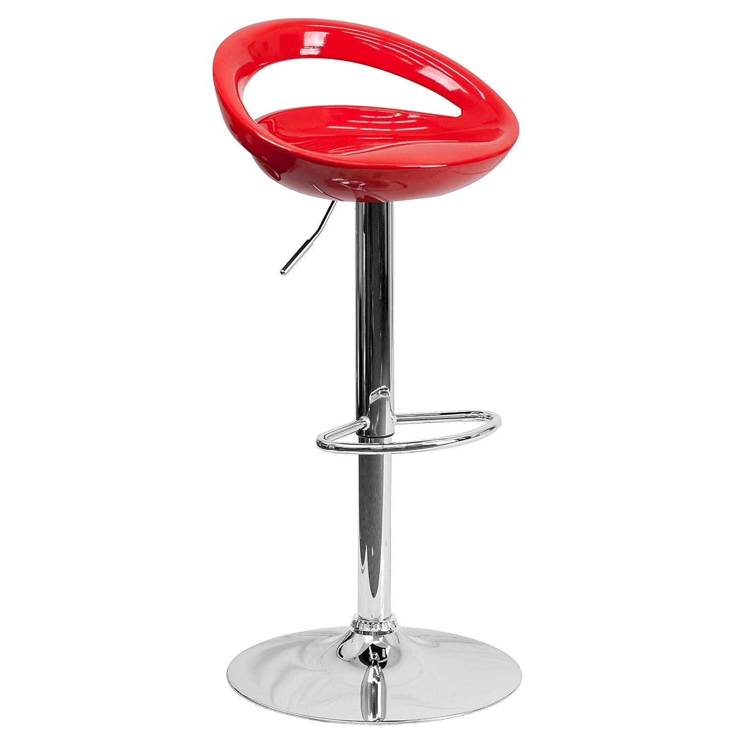 Lustrous Opulent Orange Metal Adjustable Swivel Barstool