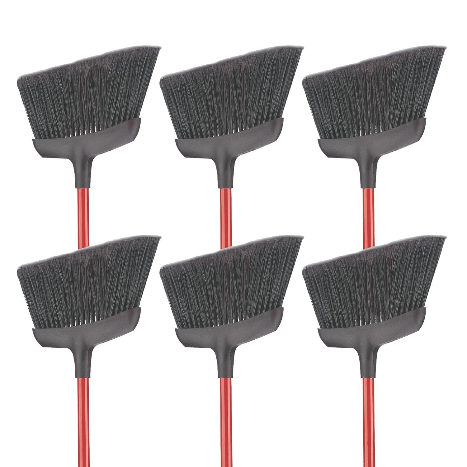 Libman Black and Red Angle Broom with Steel Handle, 55" Length