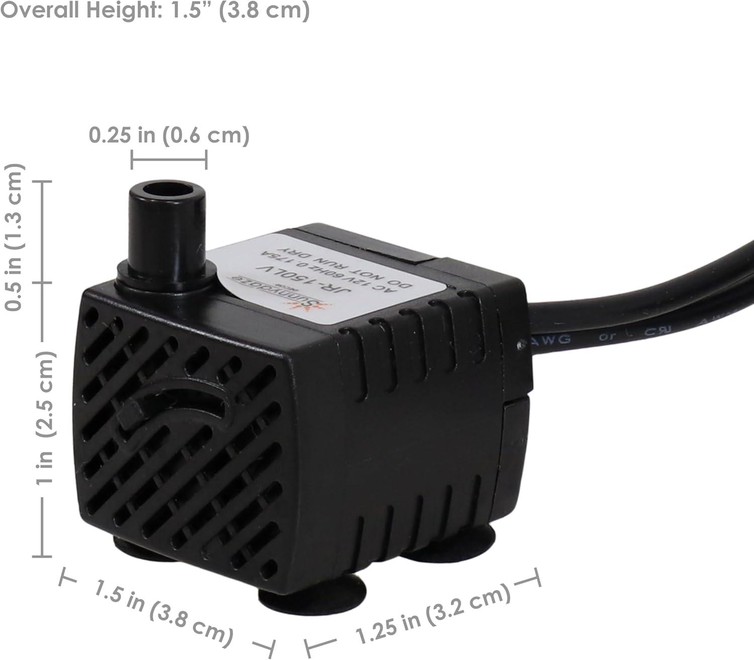 Sunnydaze Indoor/Outdoor Small Fountain or Aquarium Pump with LED Light Ring and Transformer - 40 GPH - 12 Volts