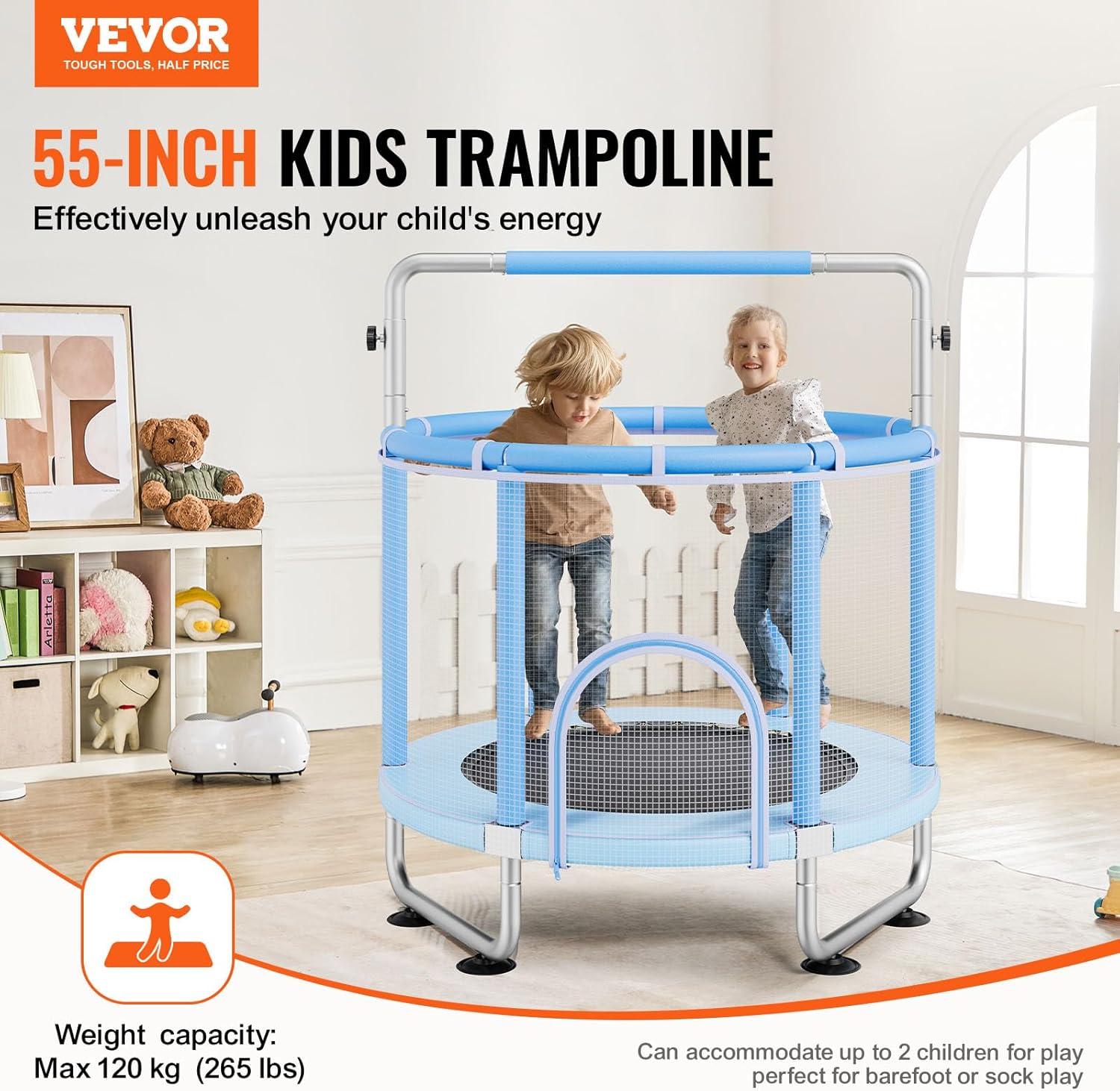 VEVOR 56" Trampoline for Kids Foldable Mini Toddler Trampoline Indoor Outdoor