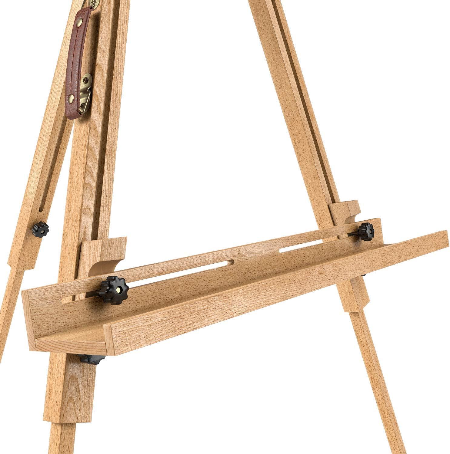 Easel Stand 37.4x39.4x78.3", Tripod Beechwood Display Stand with Steel Fittings for Painting & Displaying Artwork