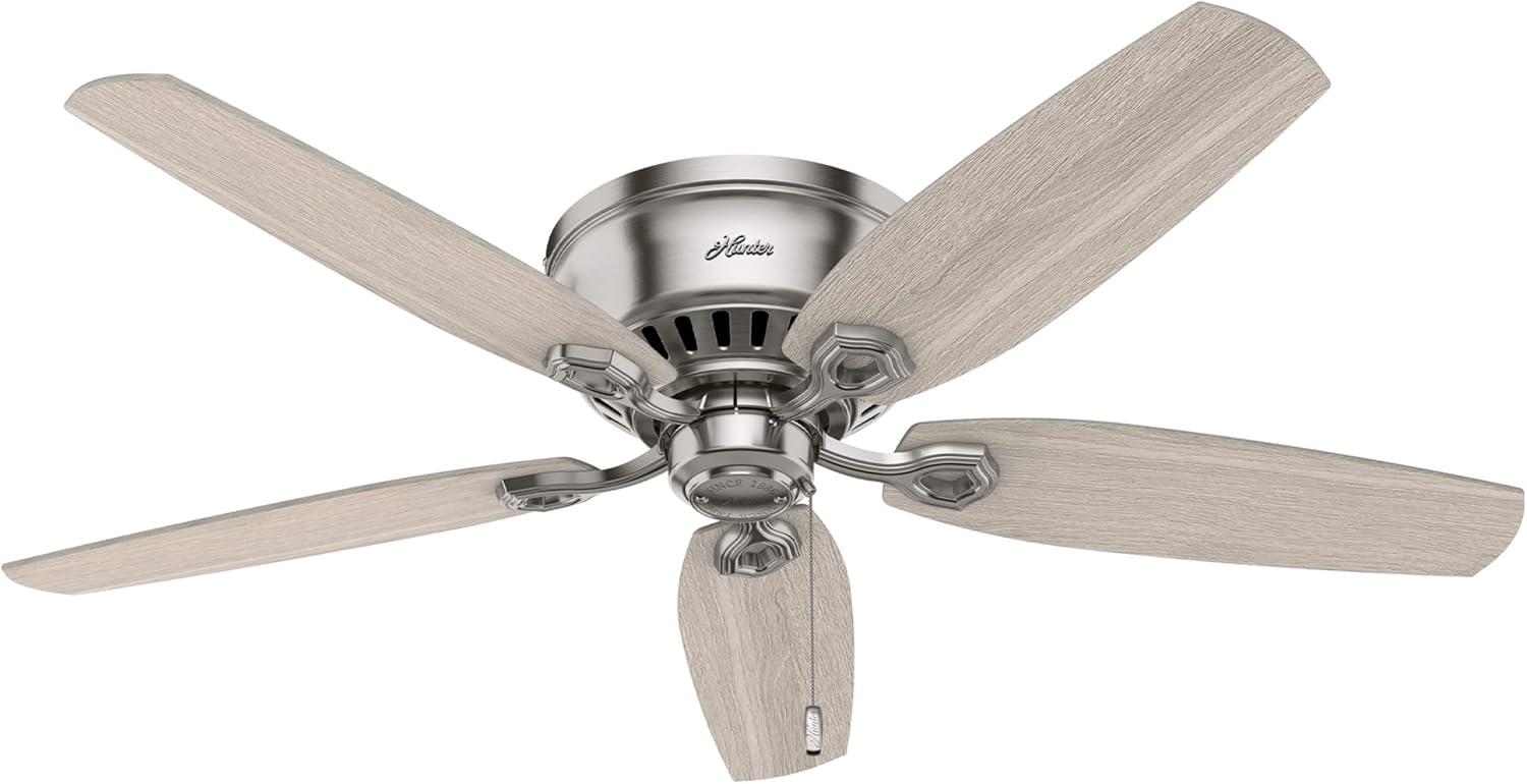 Builder Low Profile 52" 5 - Blade Flush Mount Ceiling Fan with Lights and Pull Chains