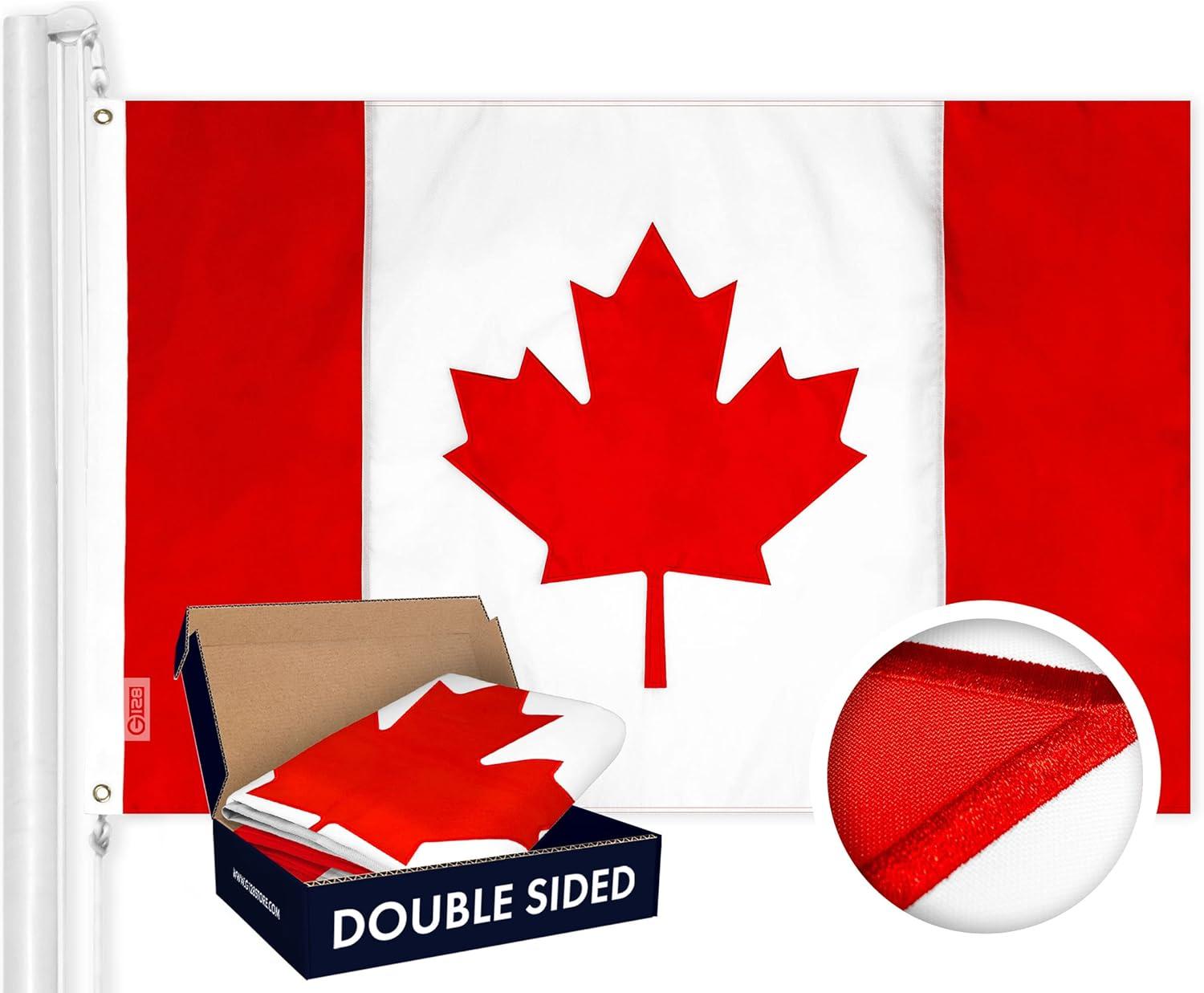 2x3 FT Red and White Double Sided Canadian Flag