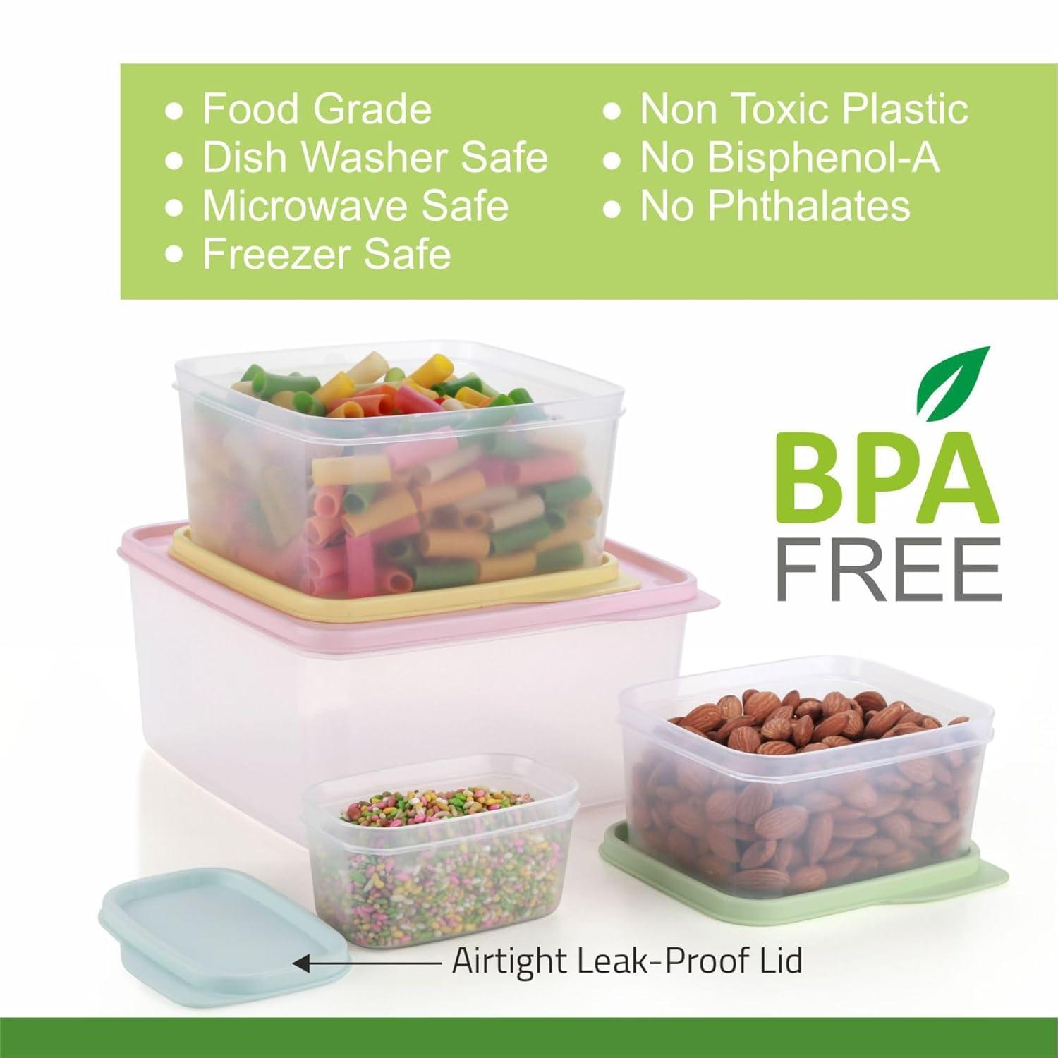 Food Storage Containers with Lids Set of 4 - 5oz, 16oz, 27oz, 84oz Leakproof Airtight Food Storage Containers – Non-BPA Transparent Plastic Containers for Food – Space Saving Nesting Design