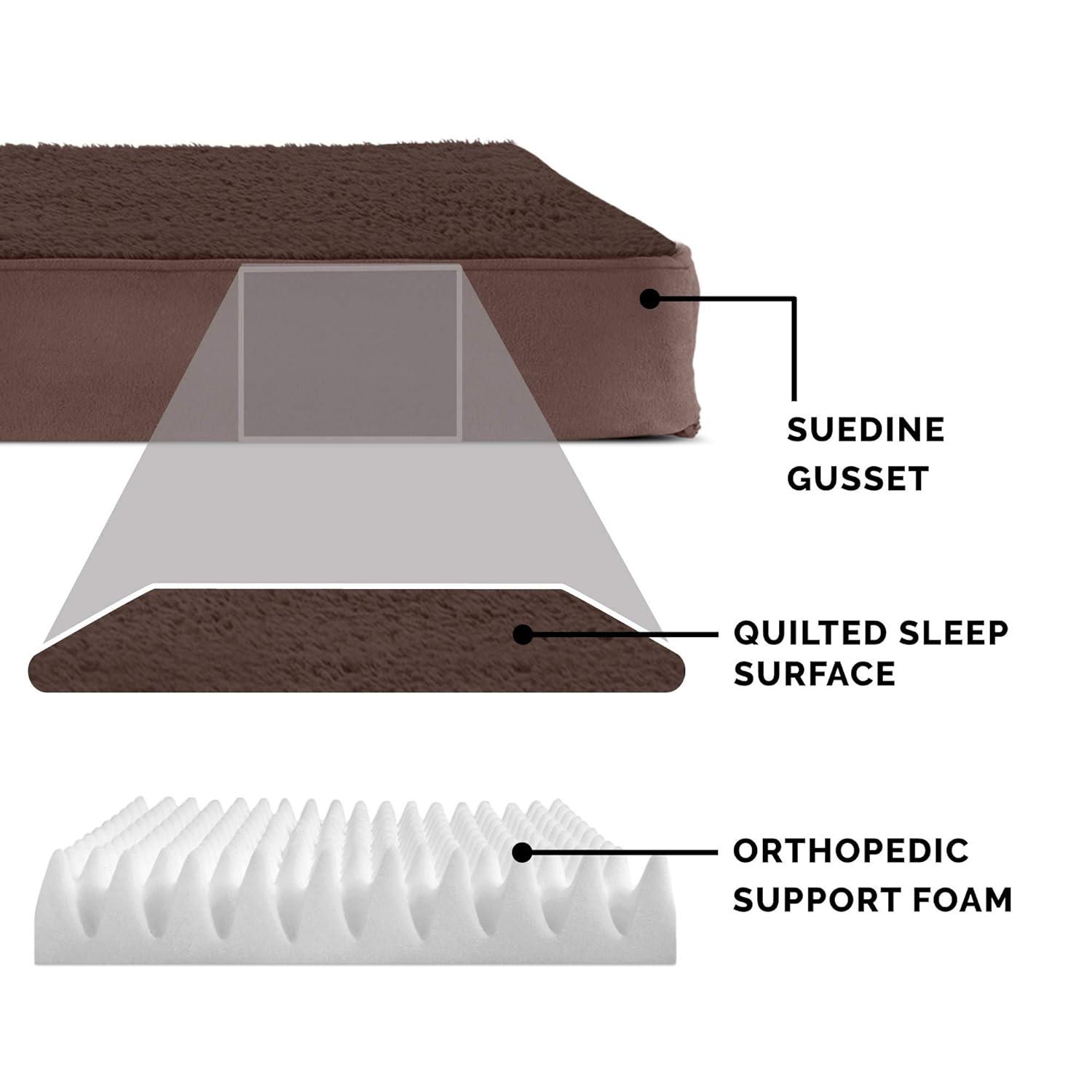 X-Large Orthopedic Chocolate Faux Fur Pet Bed