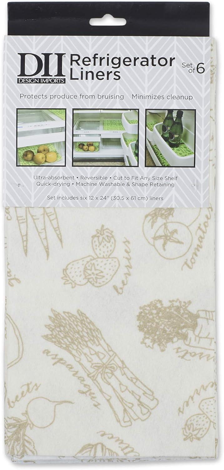 Cream Market Print Fridge Liner (Set of 6)