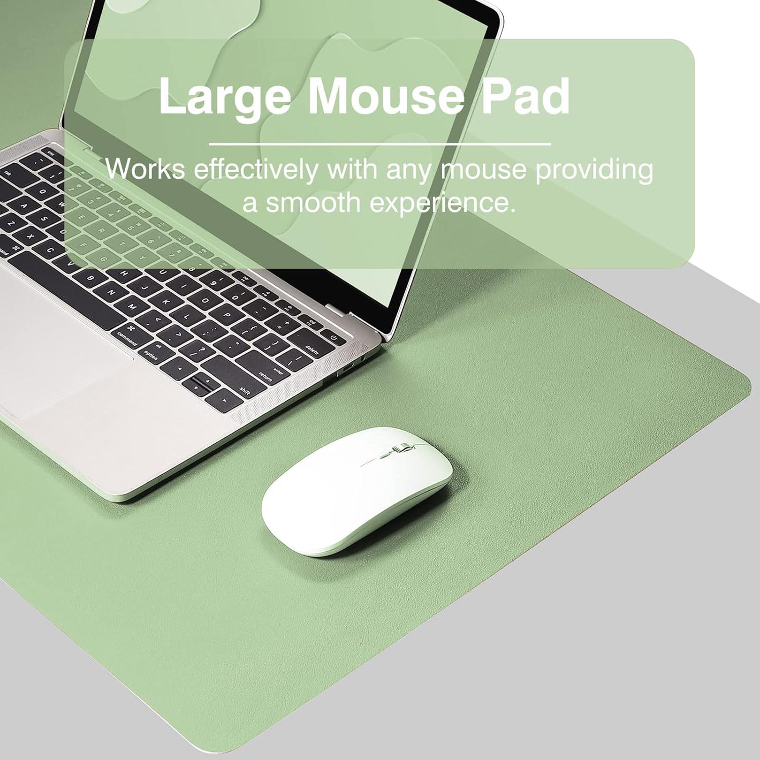TOWWI Dual Sided Desk Pad, 24" x 14" PU Leather Desk Mat, Waterproof Desk Blotter Protector Mouse Pad (Dark Green/Light Green)