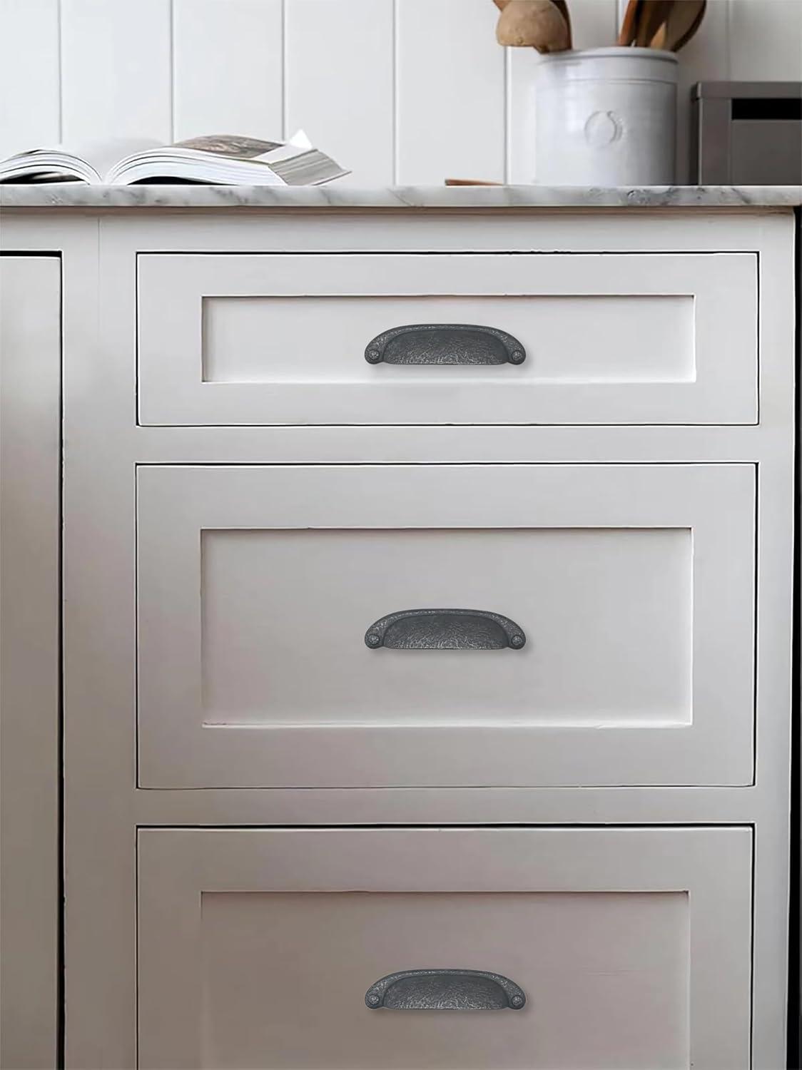 Refined Rustic Kitchen Cabinet Handles, Solid Core Drawer Pulls for Cabinet Doors, 3" & 3-3/4"(96mm)