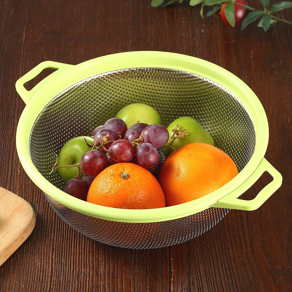 Green Stainless Steel Colander with Handles and Legs, 5-Quart