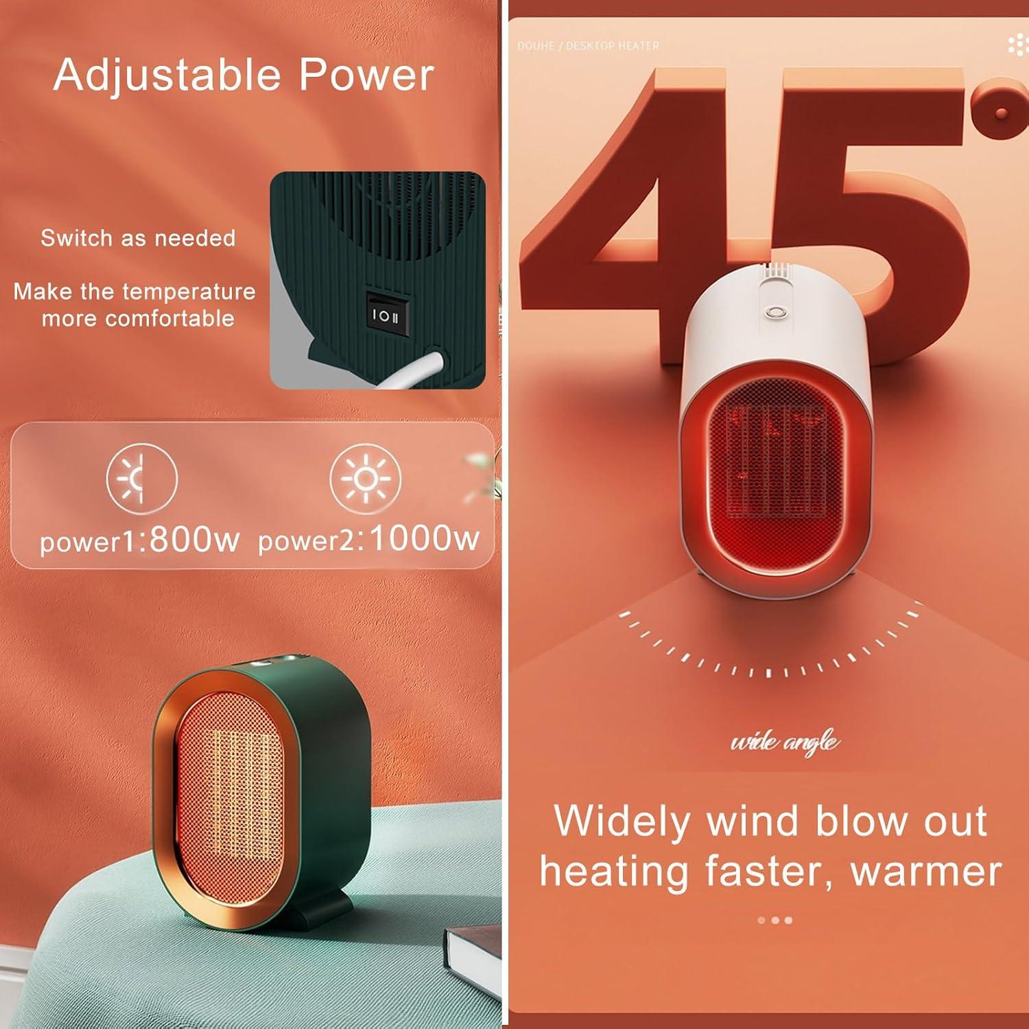 electric space heaters for indoor use: plug in portable small room heater with fan for bedroom bathroom camping | 1000 watt mini heater for office under desk table quiet 300 sq ft air heat