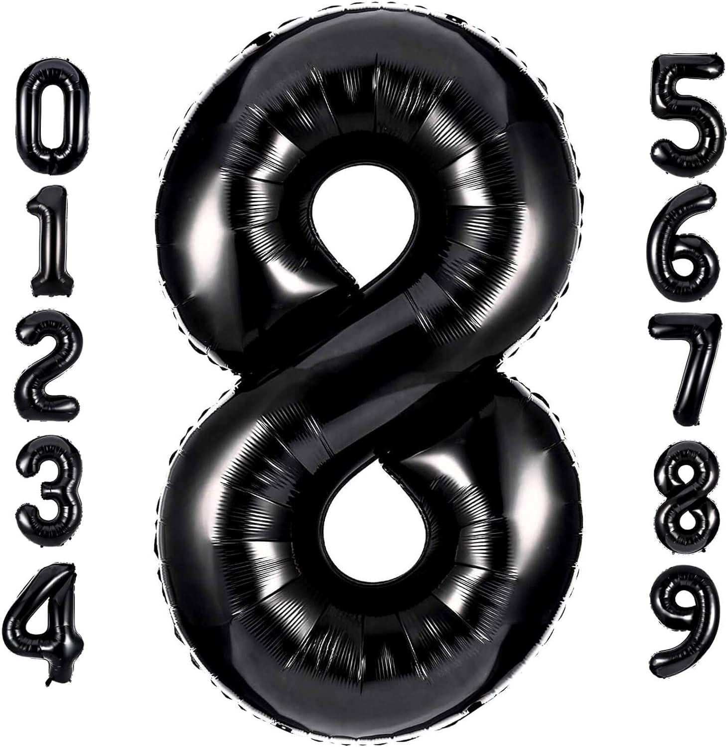 40 Inch Large Black Number 8 Balloon Extra Big Size Jumbo Digit Mylar Foil Helium Balloons for Birthday Party Celebration Decorations Graduations Wedding Anniversary Baby Shower Supplies Photo Shoot