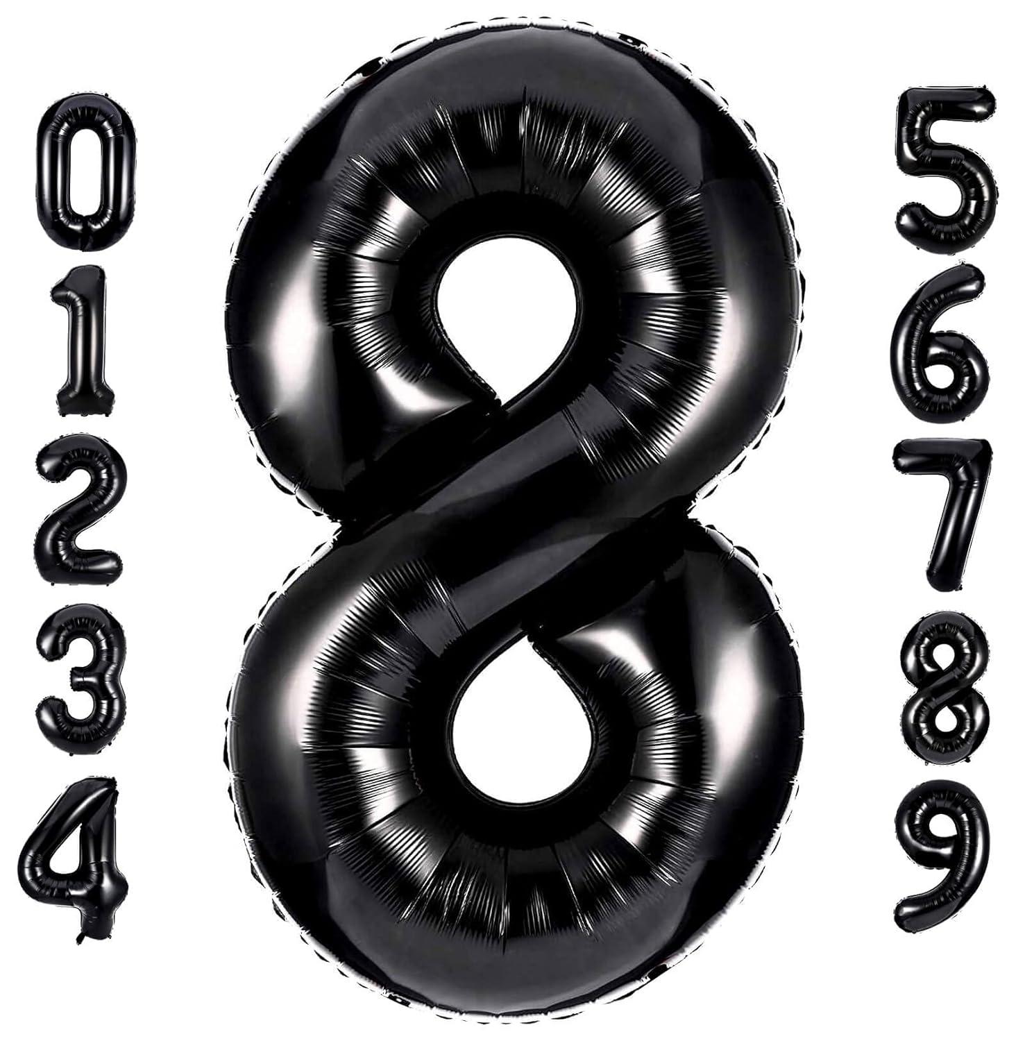 40 Inch Large Black Number 8 Balloon Extra Big Size Jumbo Digit Mylar Foil Helium Balloons for Birthday Party Celebration Decorations Graduations Wedding Anniversary Baby Shower Supplies Photo Shoot
