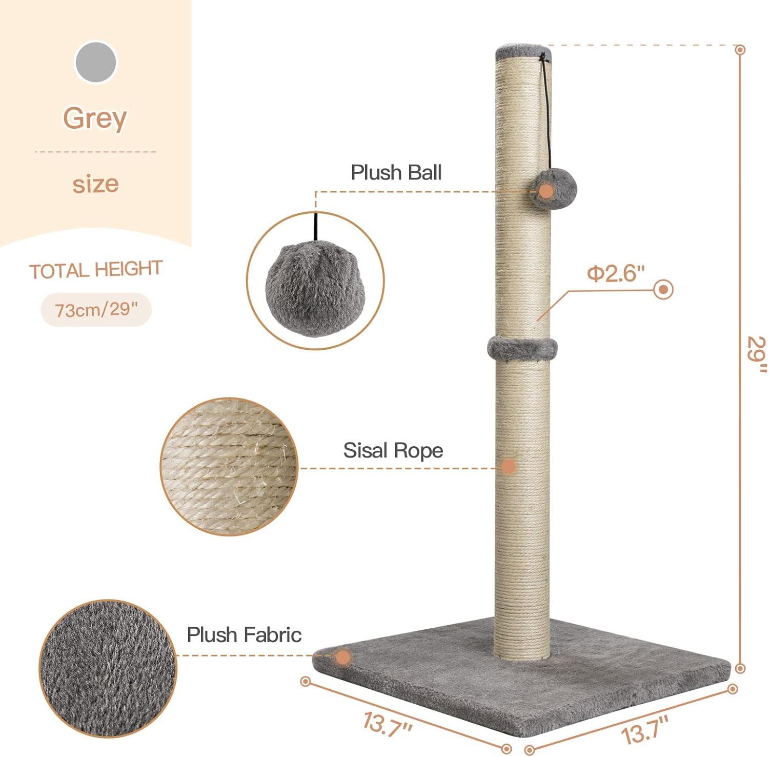 Tucker Murphy Pet™ 29" Tall Cat Scratching Post, Scratch Posts With Sisal Rope And Hanging Interactive Toy Ball For Indoor Cats And Kittens