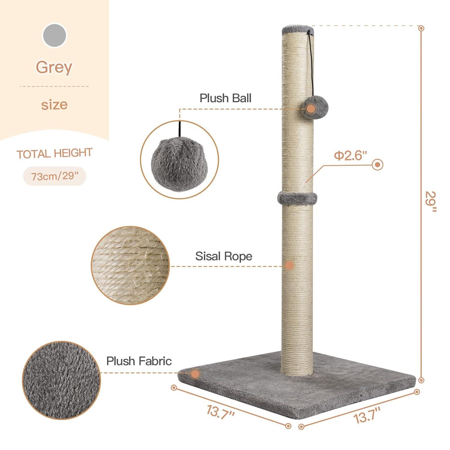 Tucker Murphy Pet™ 29" Tall Cat Scratching Post, Scratch Posts With Sisal Rope And Hanging Interactive Toy Ball For Indoor Cats And Kittens