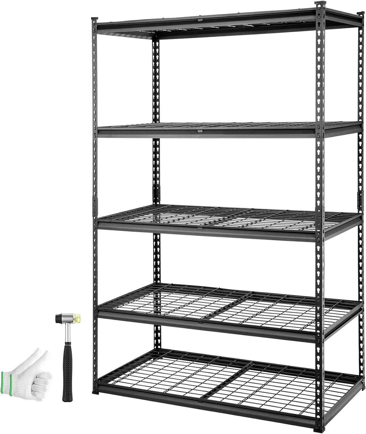 VEVOR 5-Tier Black Metal Adjustable Heavy Duty Storage Shelving Unit