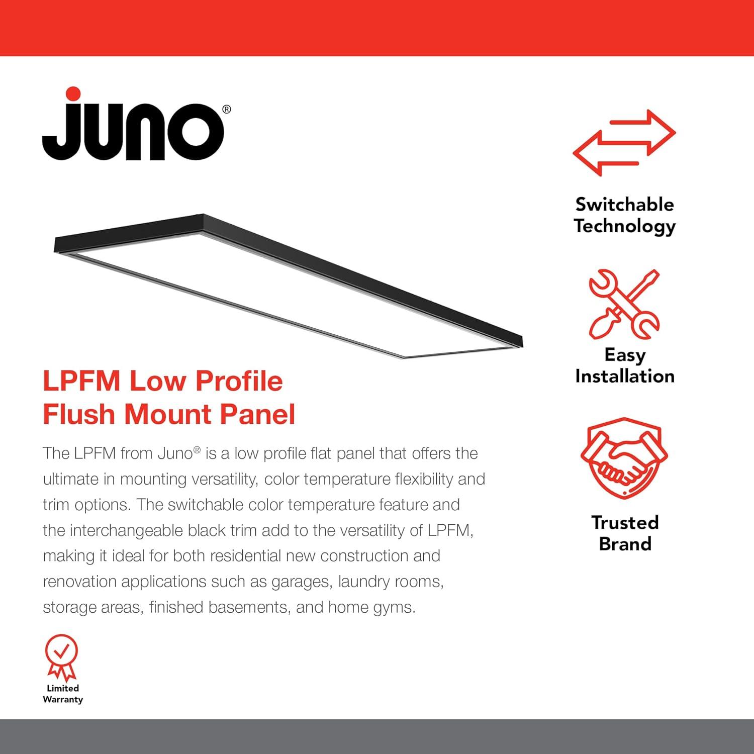 Juno Lighting Lpfm 1X4 40L Sww7 120 Td Dcmk Wbt 48" Wide Switchable Color Temperature Led